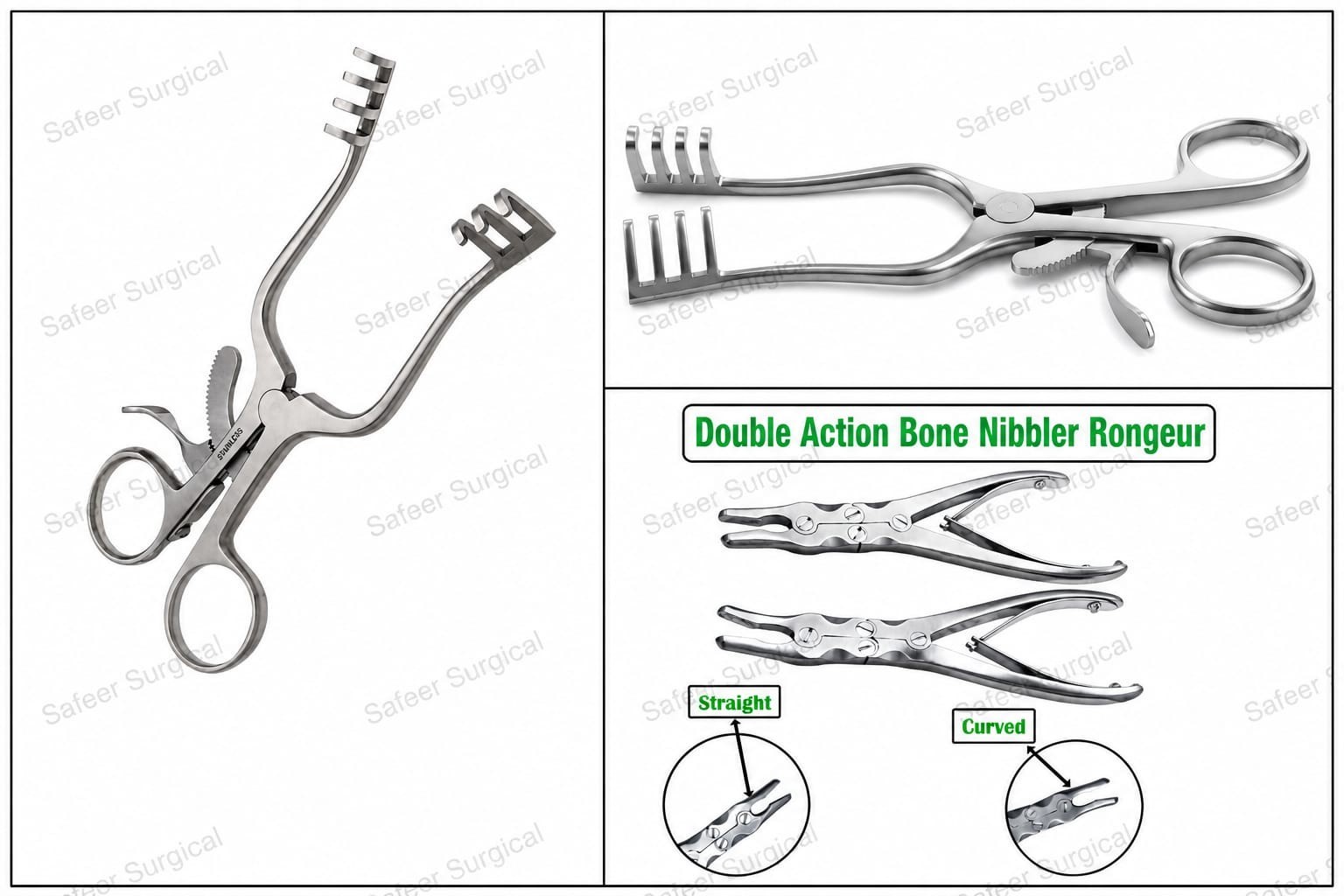 Orthopedic Bone Nibbler Rongeur & Weitlaner Retractor Stainless Steel Set