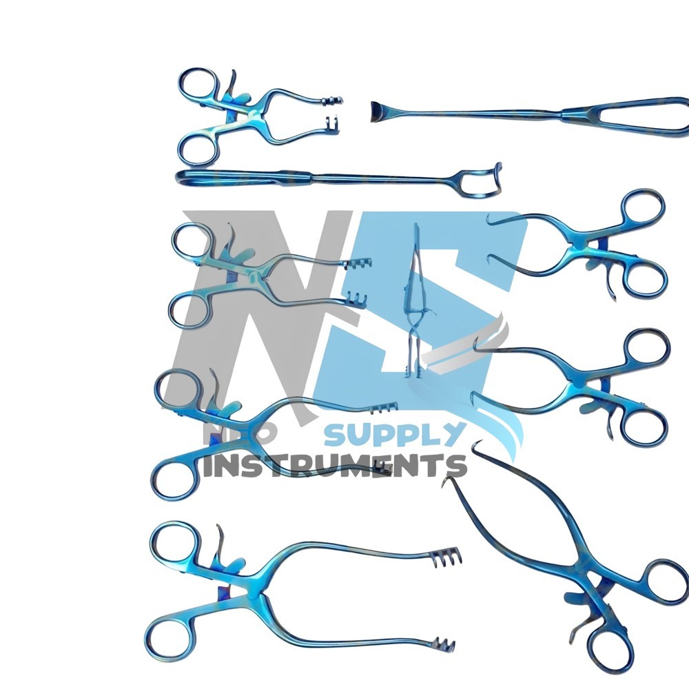 Surgical Veterinary Retractors Weitlaner Gelpi Instruments Blue Set of 10Pcs