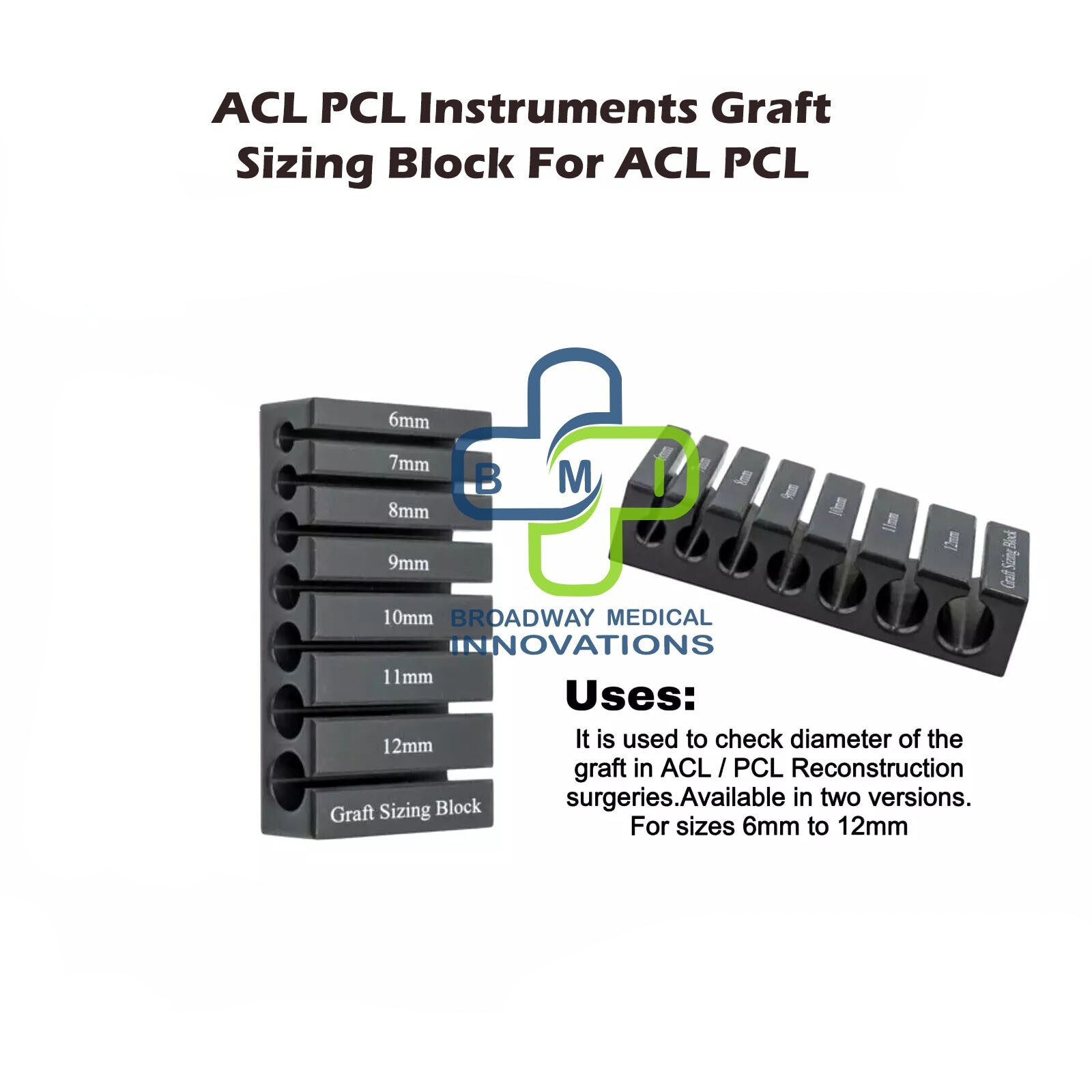 ACL PCL Instruments Graft Sizing Block For ACL PCL Premium Quality