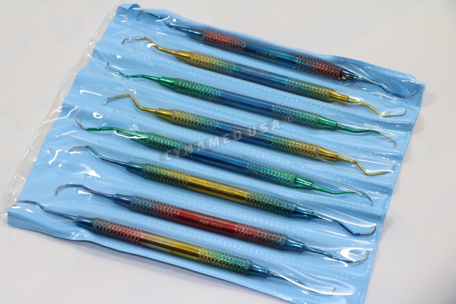 German 8 Pcs PERIODONTAL HOLLOW GRACEY CURETTE SET MEDICAL SURGICAL INSTRUMENTS