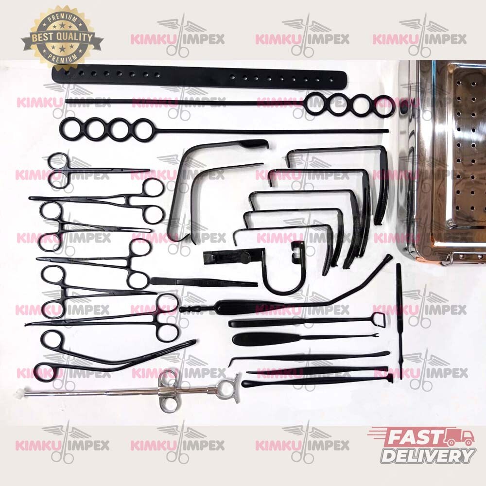 Tonsillectomy and Adenoidectomy Set Reusable Instruments Set Black Coated 27 Pc
