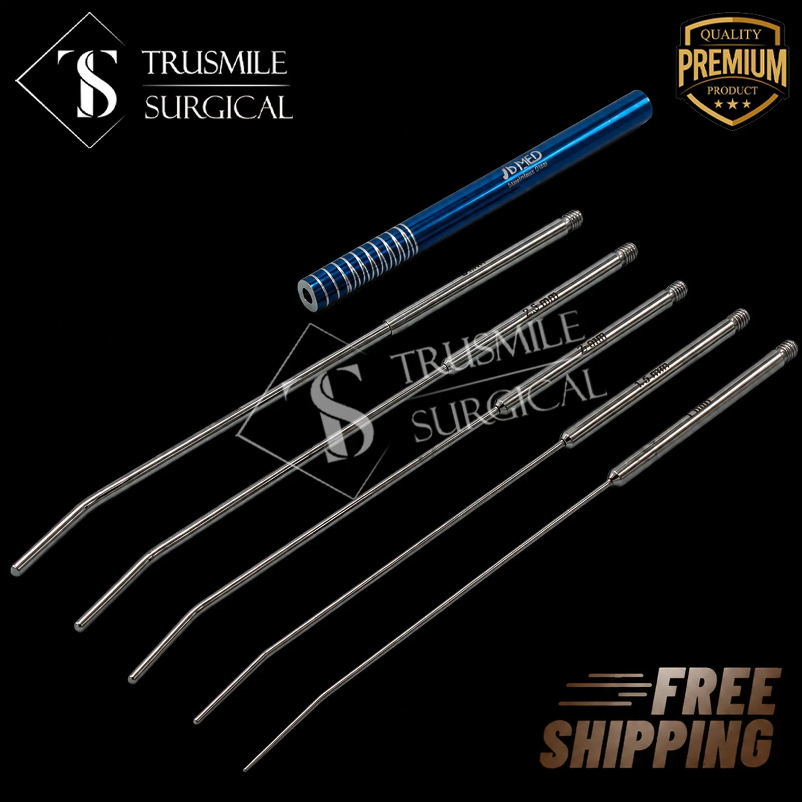 Mini Cervical Uterine Dilator Set With Interchangable Handle 1, 1.5, 2, 2.5, 3mm