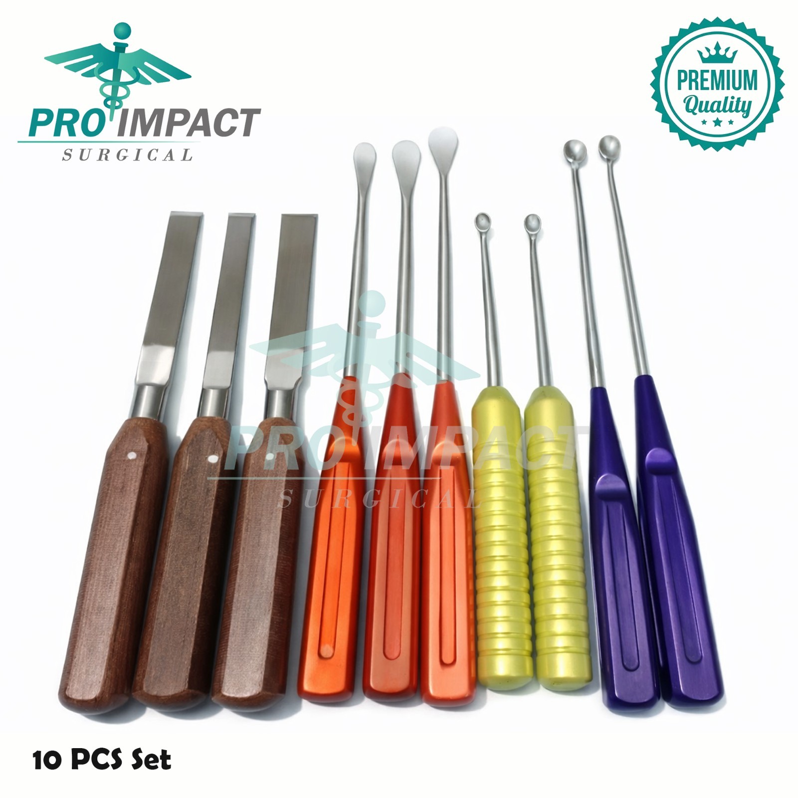 Spoon & Chisel & Cobb Set 10 Pcs Orthopedic Surgical Instruments
