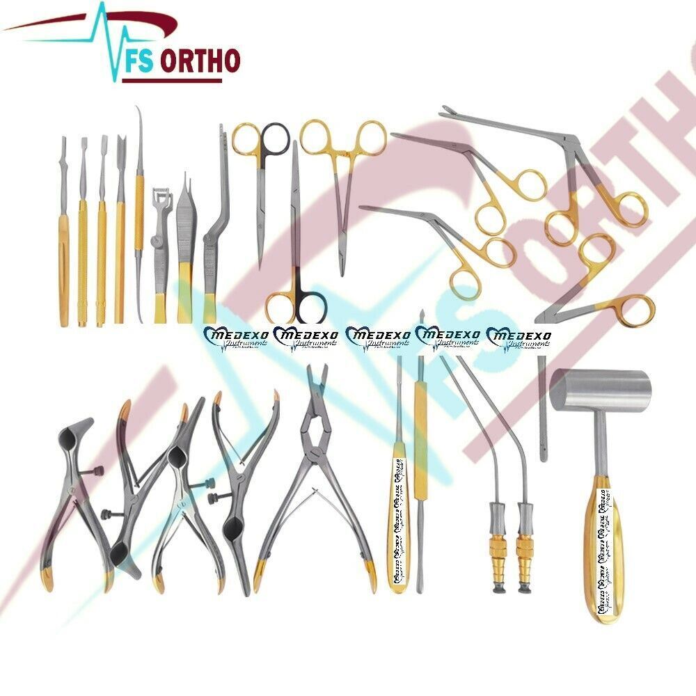 Plastic Surgery Septoplasty Surgical Instruments Set of 25 pcs With Steel Box