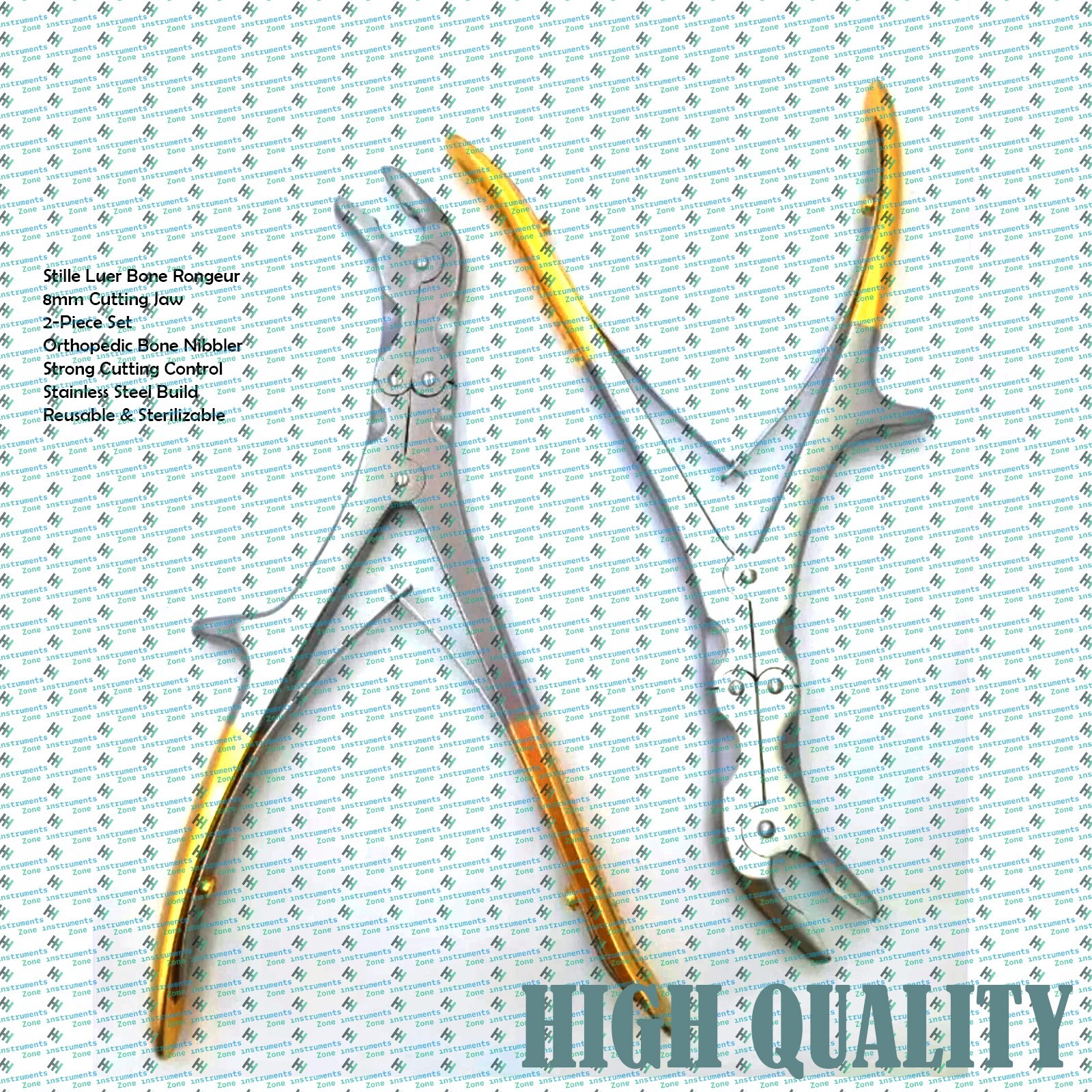 Stille Luer Bone Rongeur 8mm | 2-Piece Bone Nibbler Orthopedic Instrument