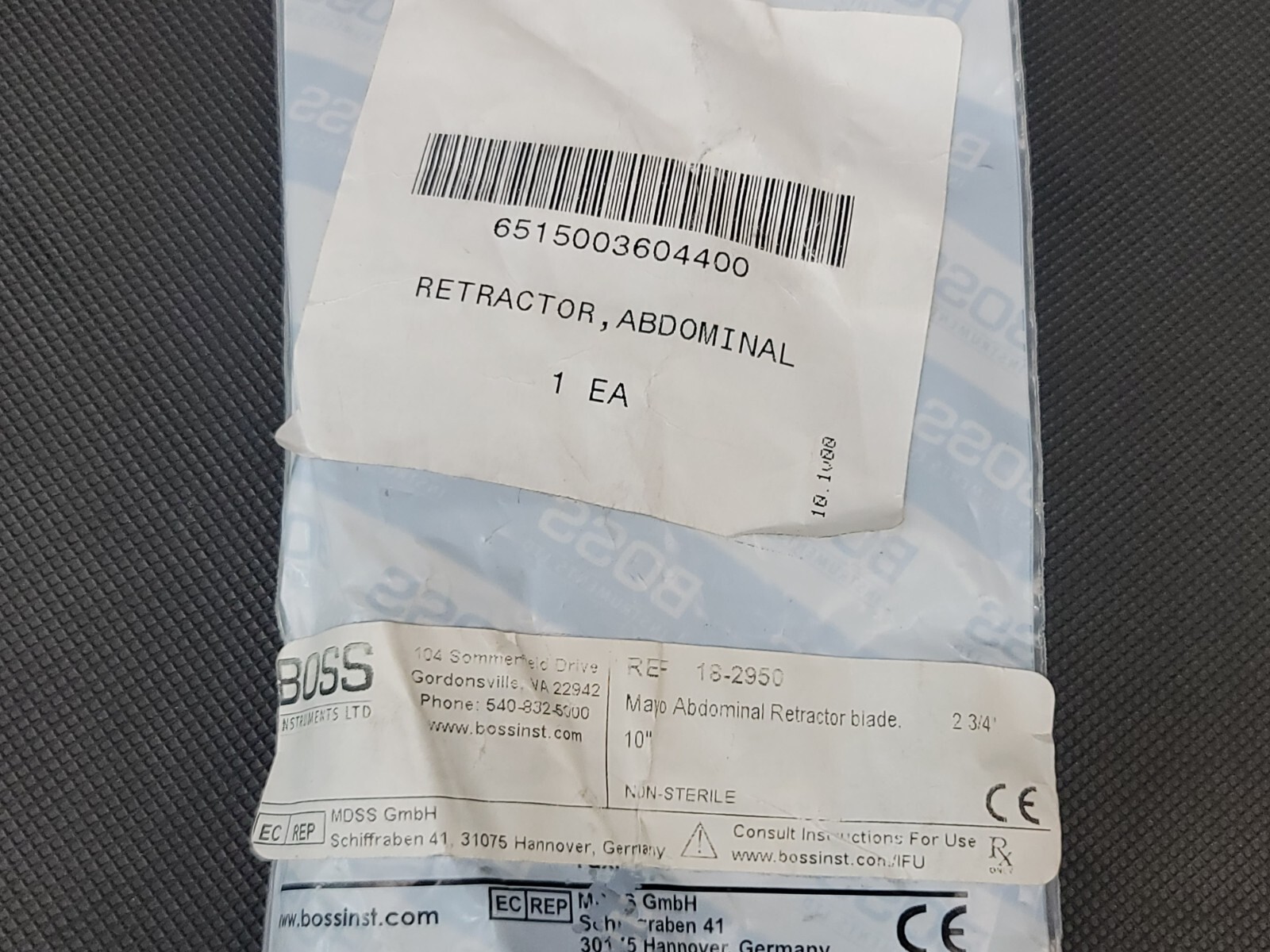 Boss 18-2950 Mayo Abdominal Retractor Blade 10″