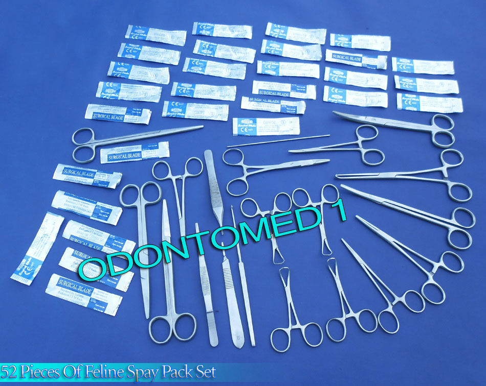 52 PC FELINE SPAY PACK VETERINARY SURGICAL INSTRUMENTS DS-1094