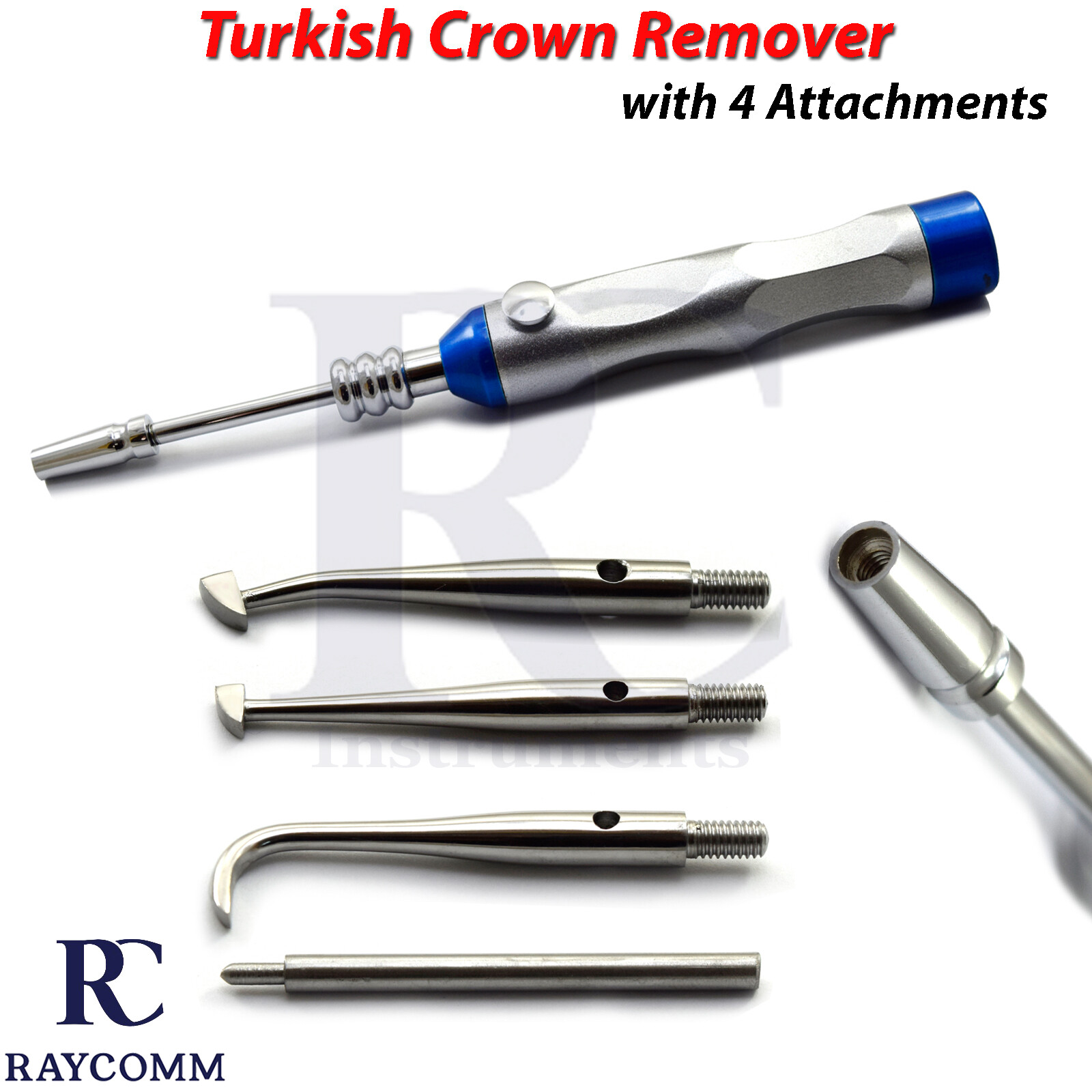 Turkish Crown Remove + 4 Attachments Dental Dentistry Surgical Instrument