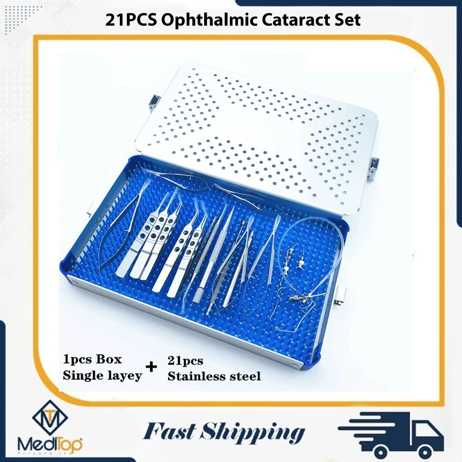 21 Pcs Ophthalmic Micro Eye Cataract Surgery Suture Kit Surgical Instruments