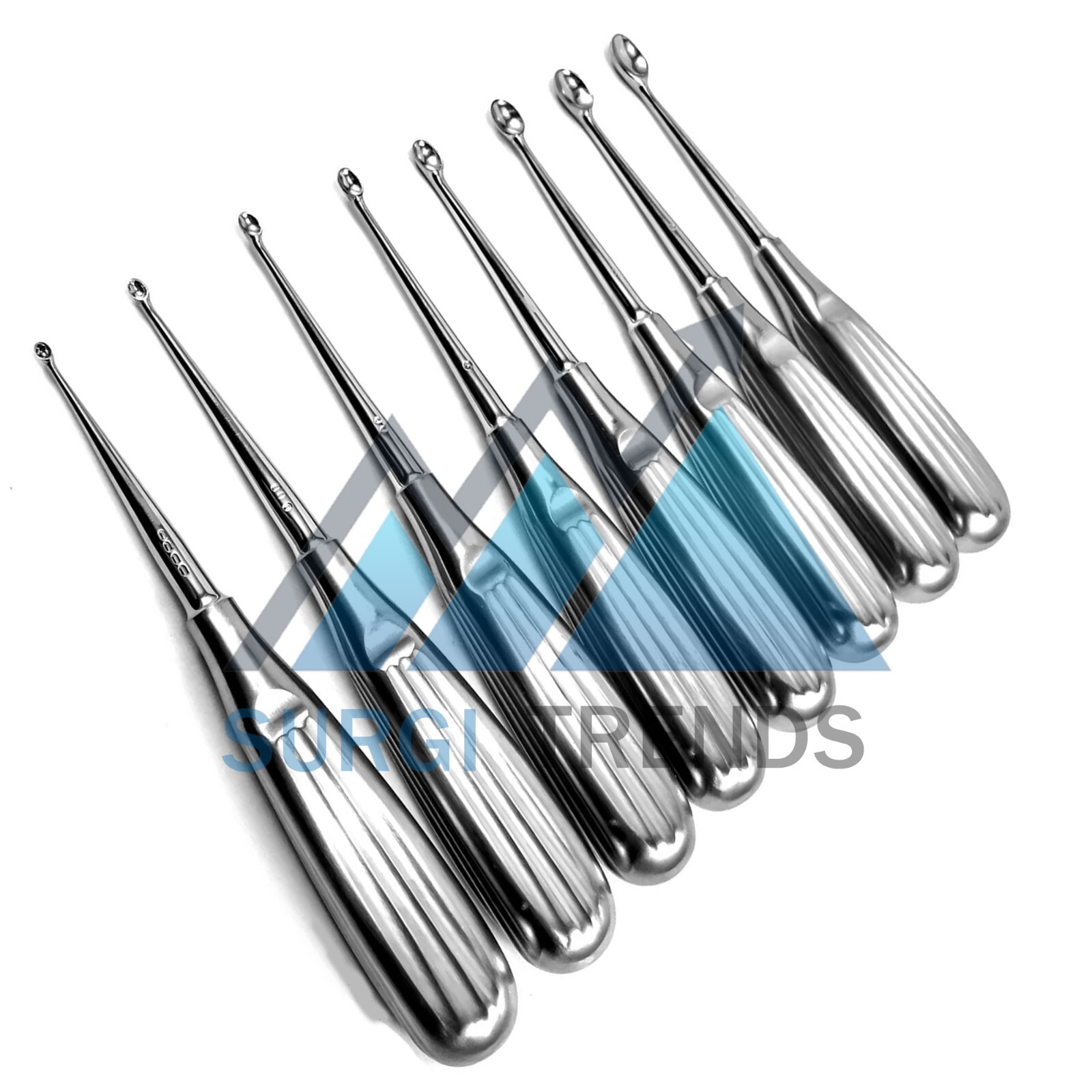Set 8 Volkmann bone curette sharp spoon dental Medical Surgical tissue surgery