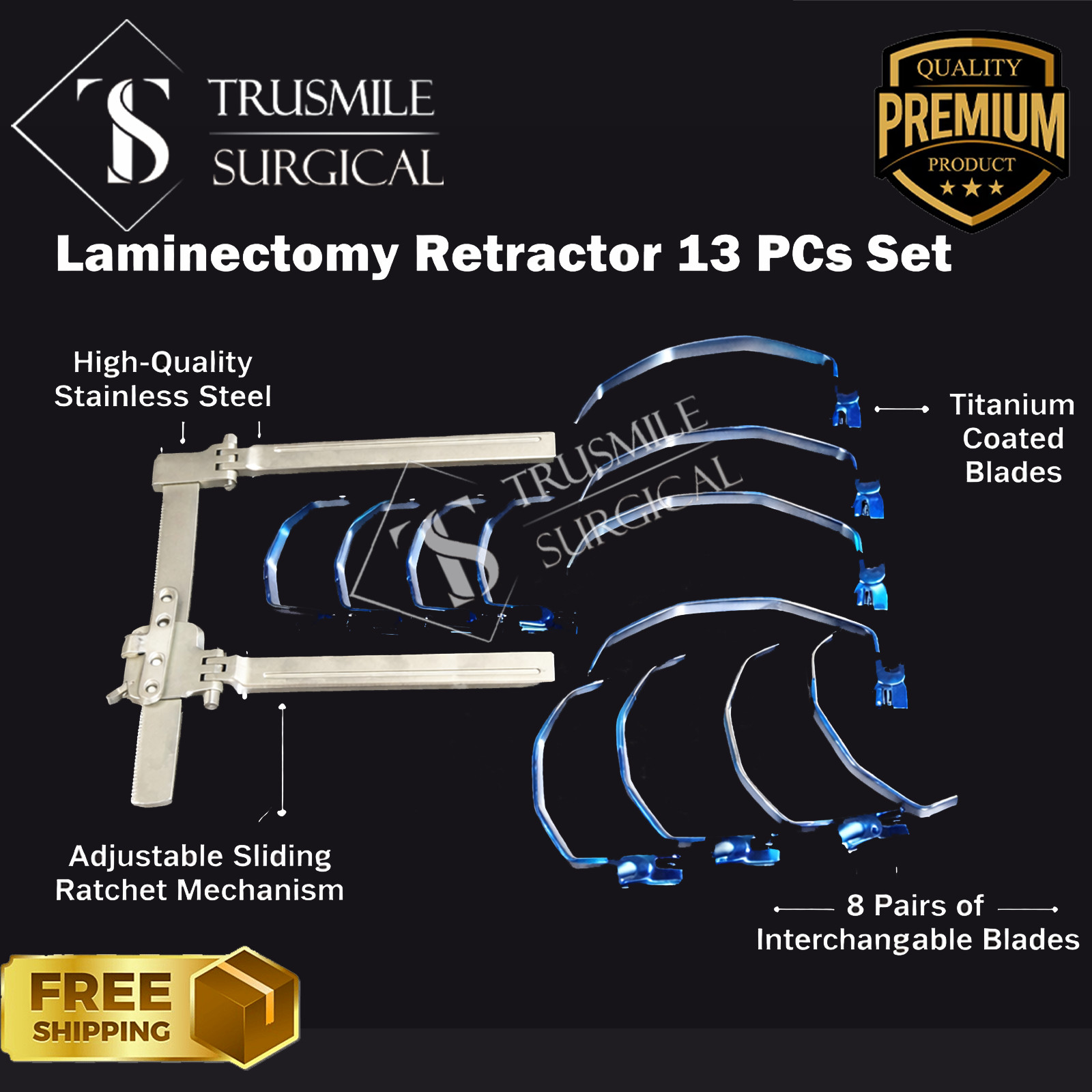 Super Slide II Laminectomy Retractor 13 PCs Set Veterinary Orthopedic Instrument