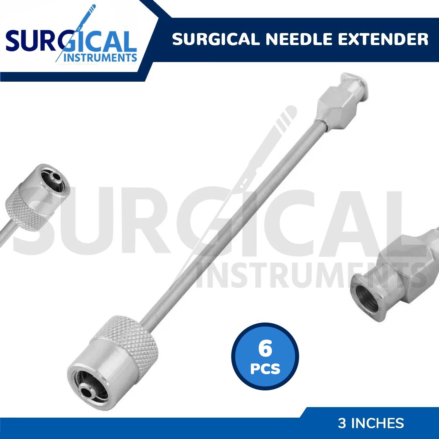 6 Pieces Surgical Needle Extender 3″ Stainless Steel Cervical Block German Grade