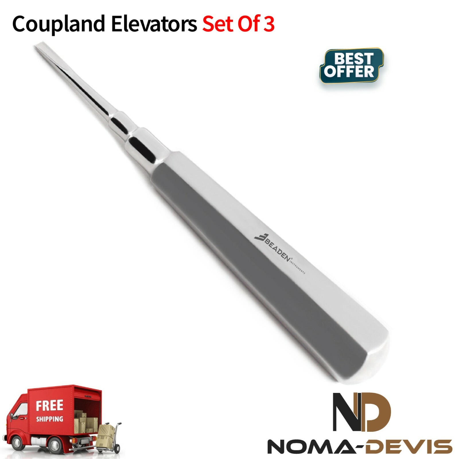 Surgical Coupland Root Elevators Vets Oral Surgery Tooth Extraction Set of 3