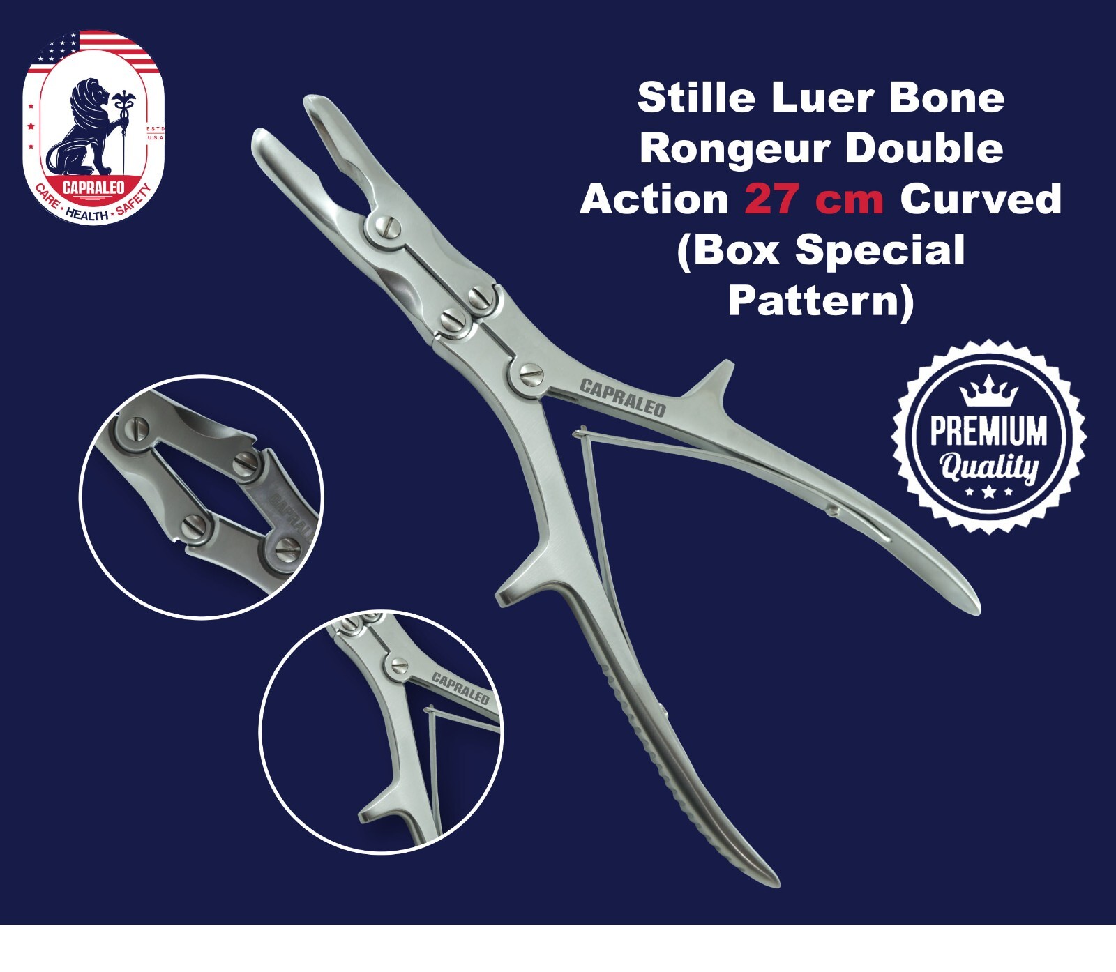 CAPRALEO Stille Luer Bone Rongeur Double Action CVD 27cm, Orthopedic Instruments
