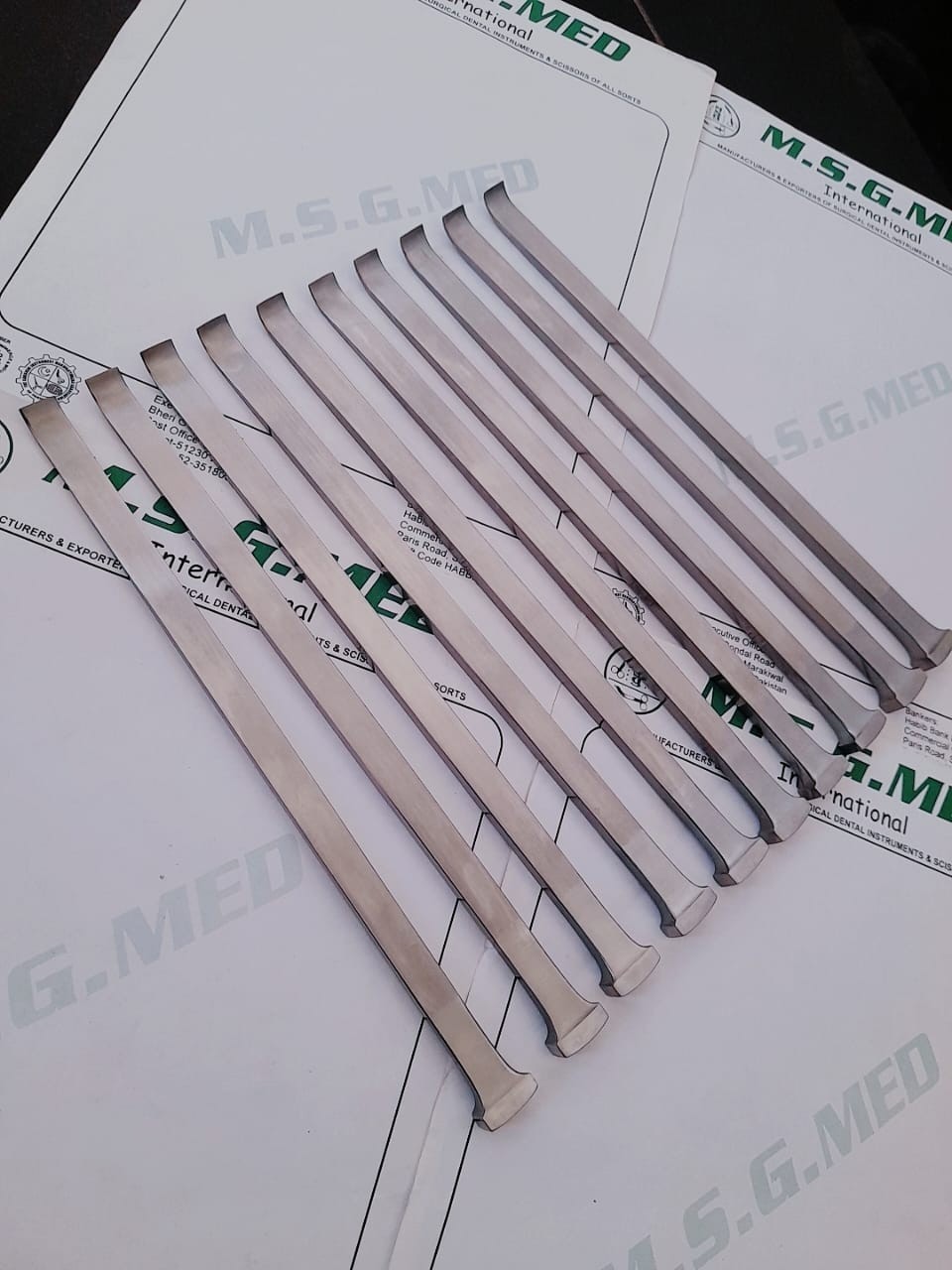 Mercian Surgical Orthopedic Osteotome Curved 24cm 10mm Wide Stainless 5PCS Set