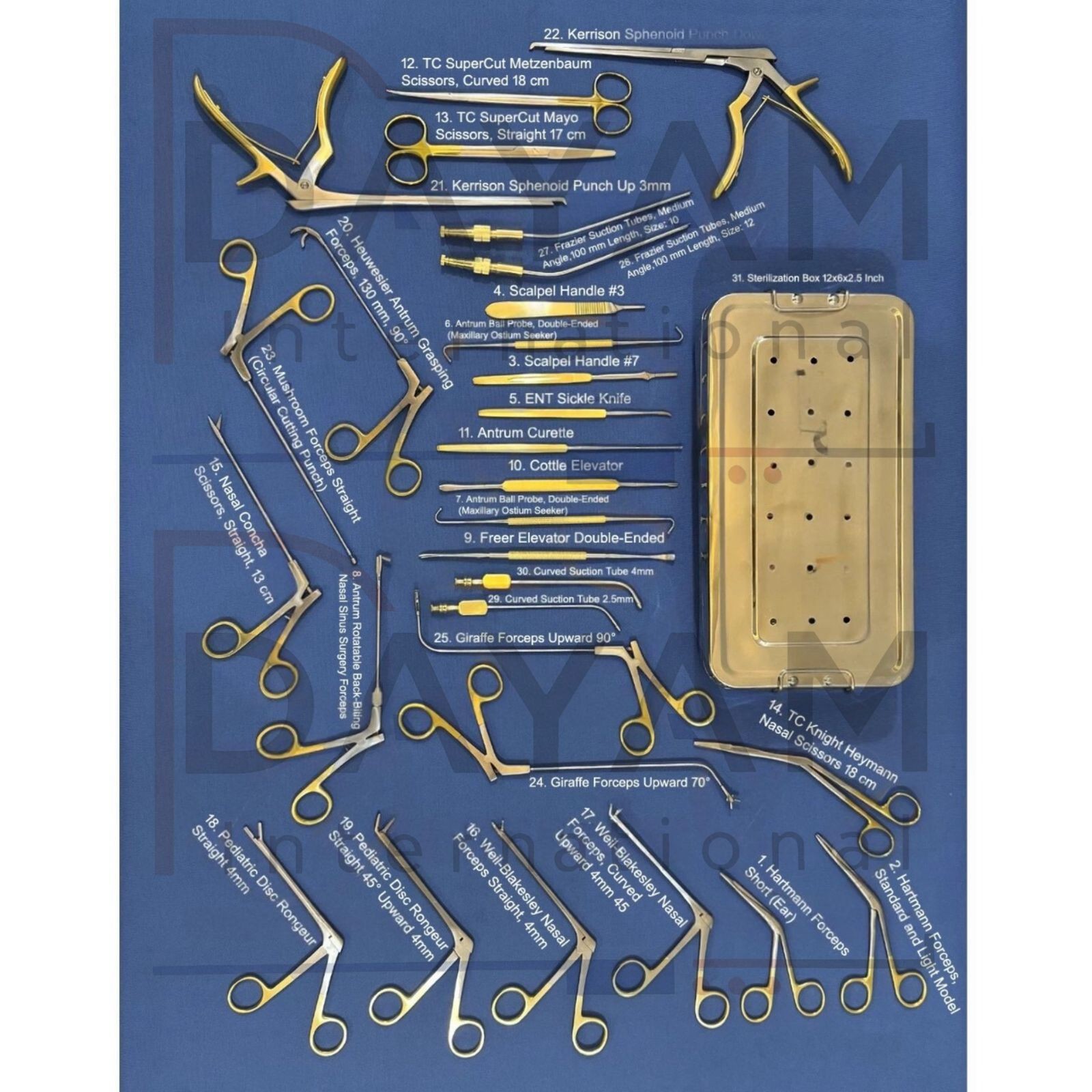 Fess Instruments Set Endoscopic Sinus Surgery A+ German Steel ENT Instruments Se