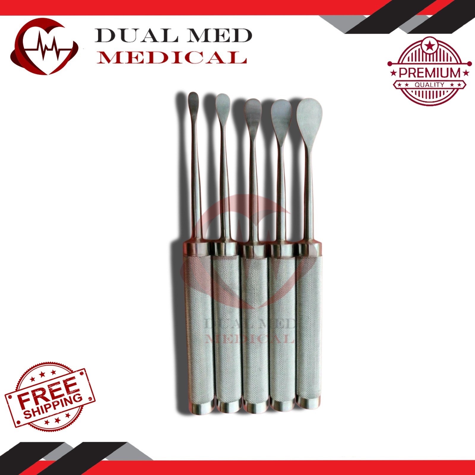 Spinal Cobb Elevator 9,13,15,19,25mm Orthopedic Intsrument Length 28cm Set of 5