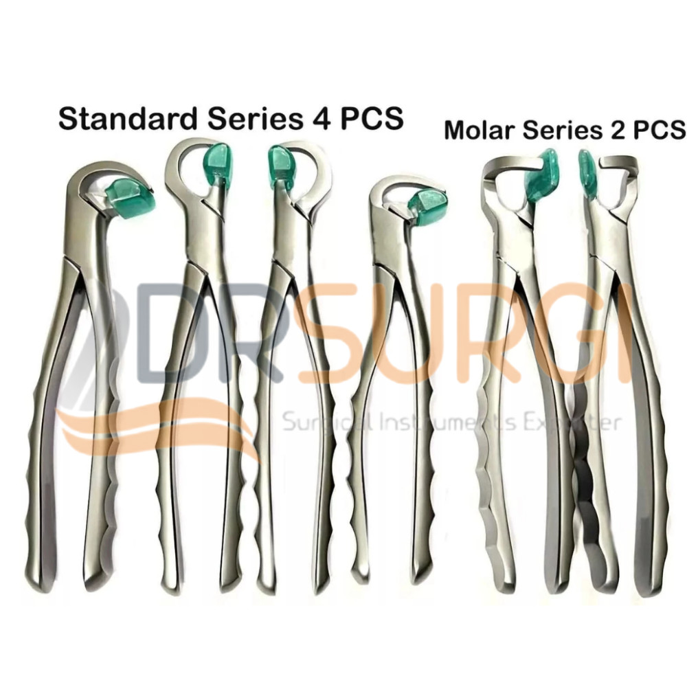 Dental Extraction Forceps Standard Series Set of 4 Pcs + 2 pcs Molar Series Set