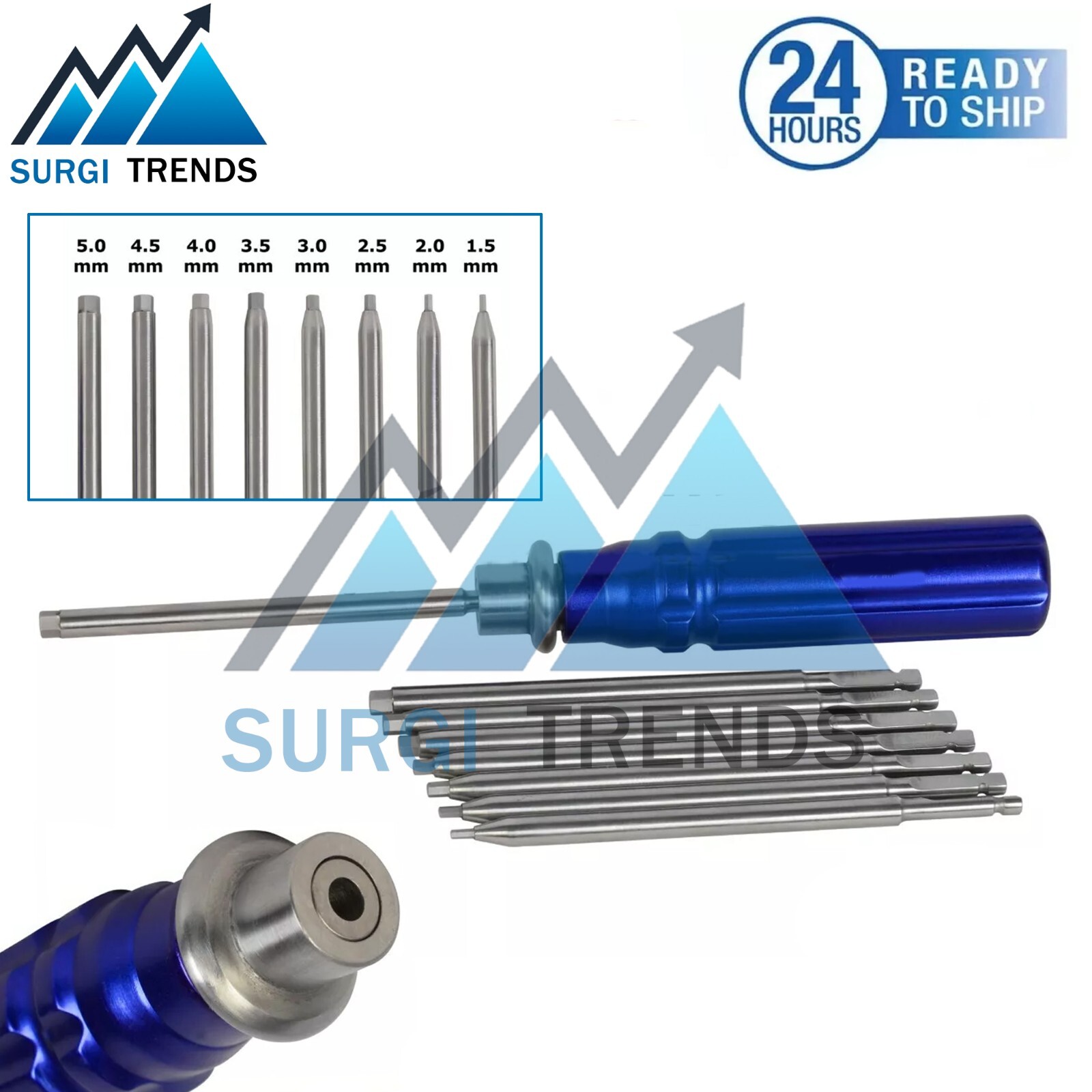 Orthopedic Bone Screwdriver Set With Quick Coupling Handle Surgical Instruments