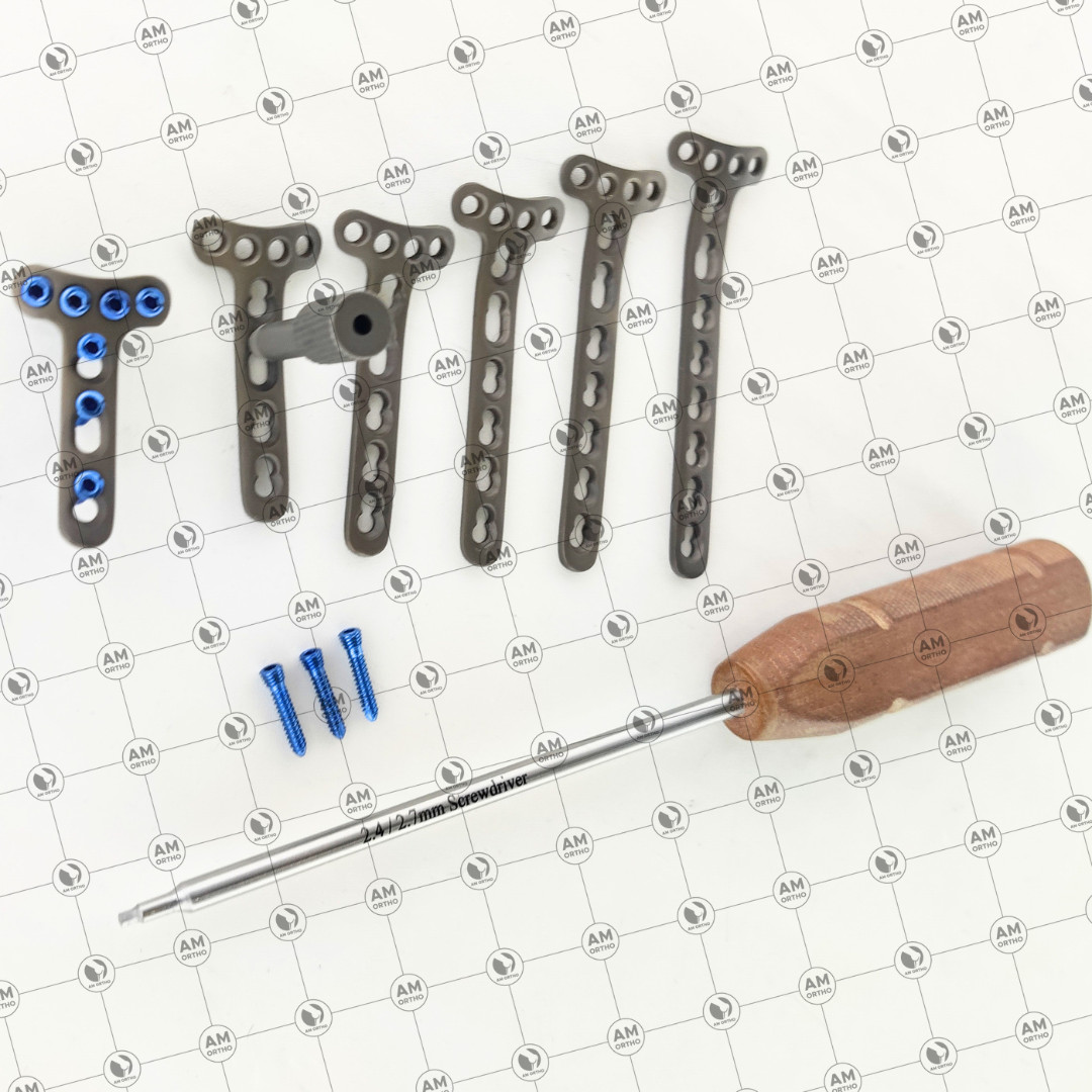 2.7mm Safety Locking 4 Hole Head T Plates 3 to 8 Holes with Screws 88 Pcs Set Ti
