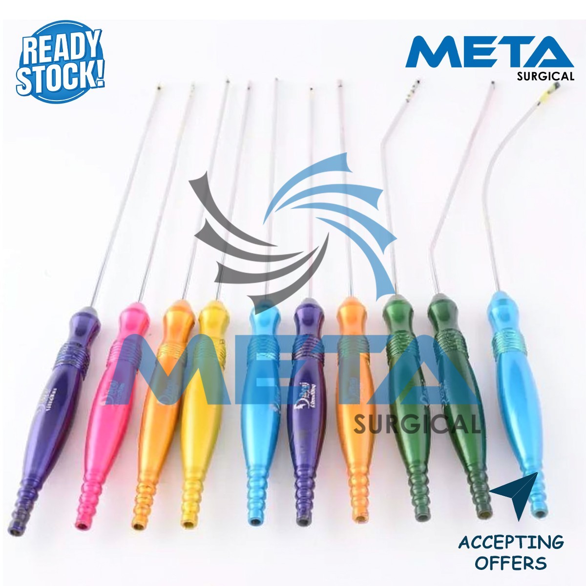 Liposuction Cannulas With Fixed Handle 10 Pcs Set Plastic Surgery Instrument