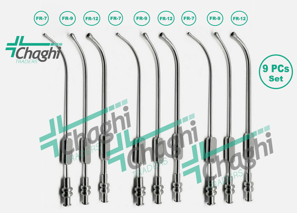9 Pcs Dental Cannula Sinus Suction Tubes 2.5mm, 3mm & 4mm Surgical Instruments C