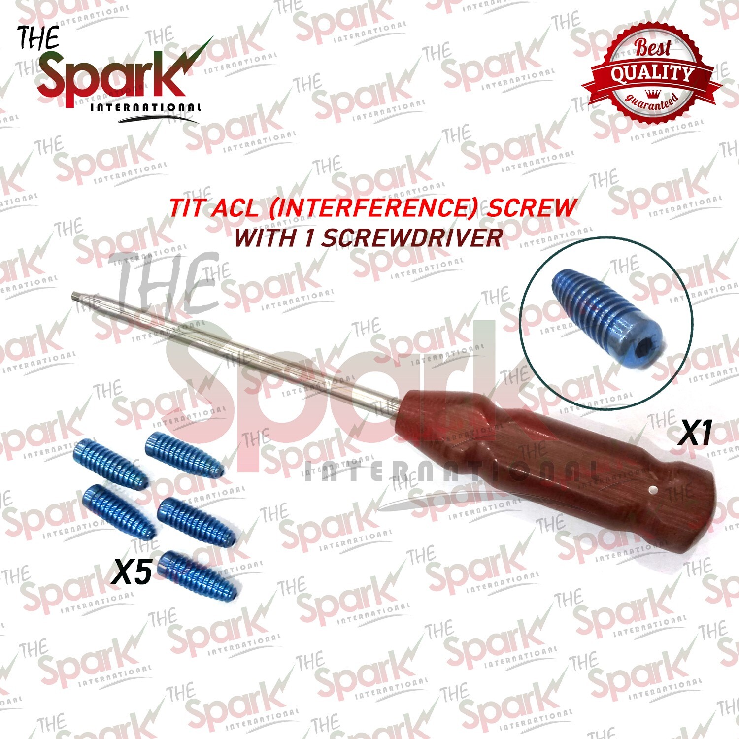INTERFERENCE ACL SCREWS 5 PCS WITH 1 SCREWDRIVER ORTHOPEDIC INSTRUMENTS