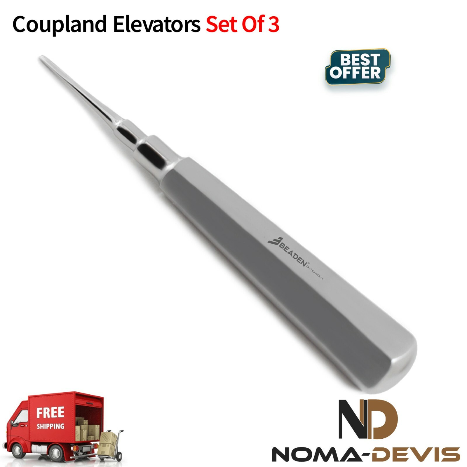 Surgical Coupland Root Elevators Vets Oral Surgery Tooth Extraction Set of 3