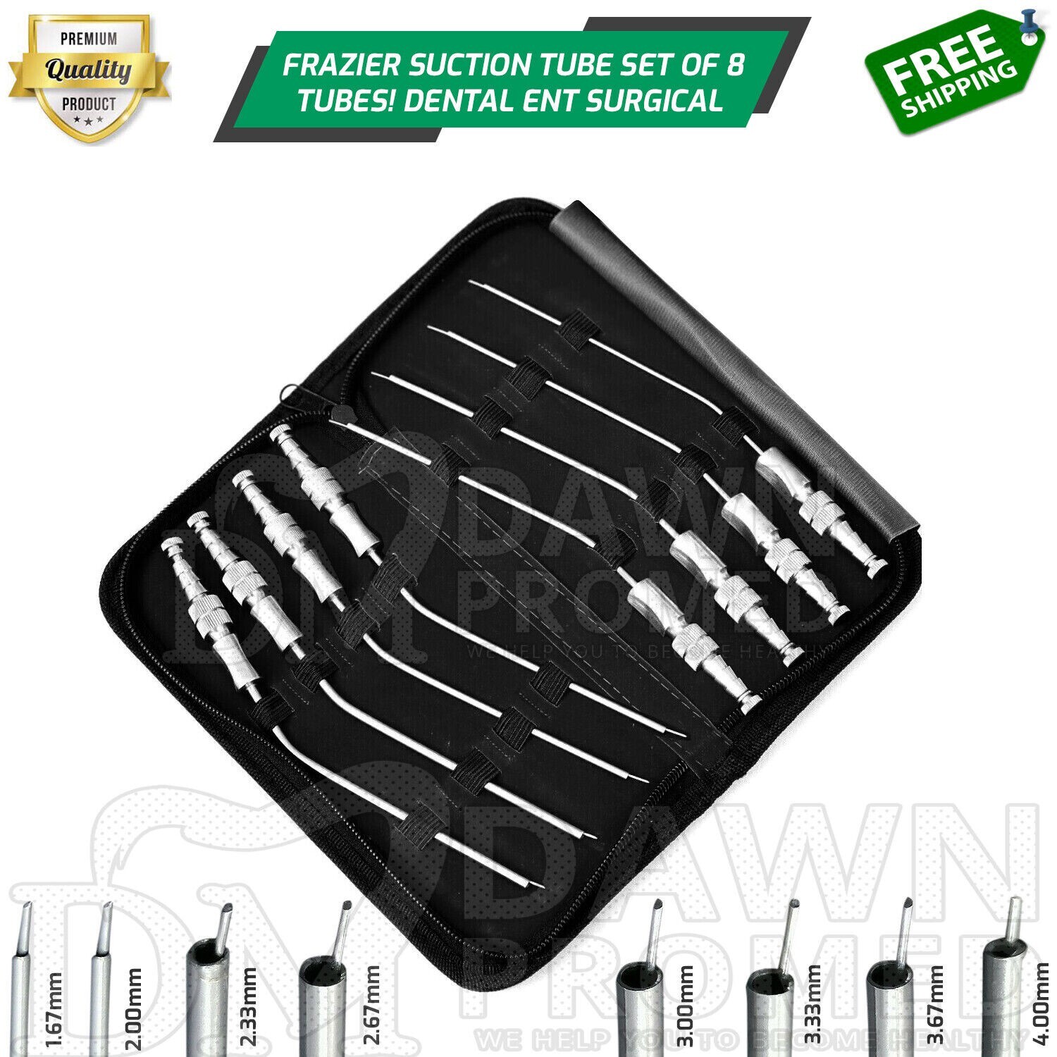 Frazier Suction Tube Set Of 8 Pcs Dental ENT Diagnostic Surgical Inst German Gr