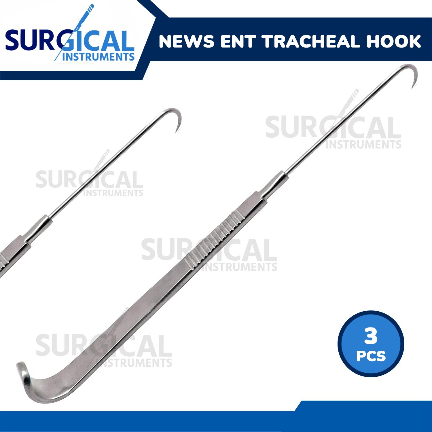 3 Pcs NEWS ENT Tracheal Hook Retractor 6″ Sharp End Instruments German Grade