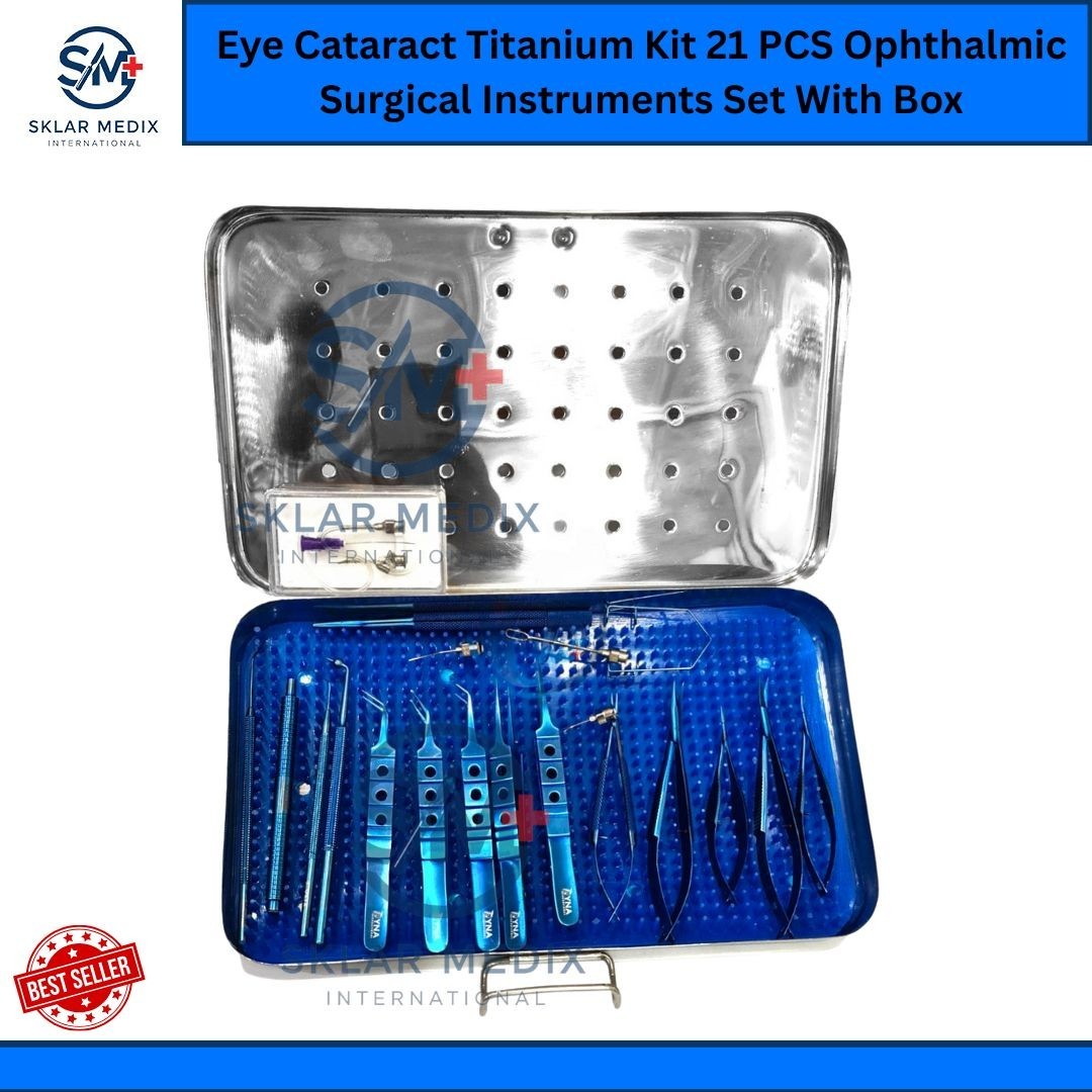 Eye Cataract Titanium Set 21 PCS Ophthalmic Surgical Instruments Set With Box