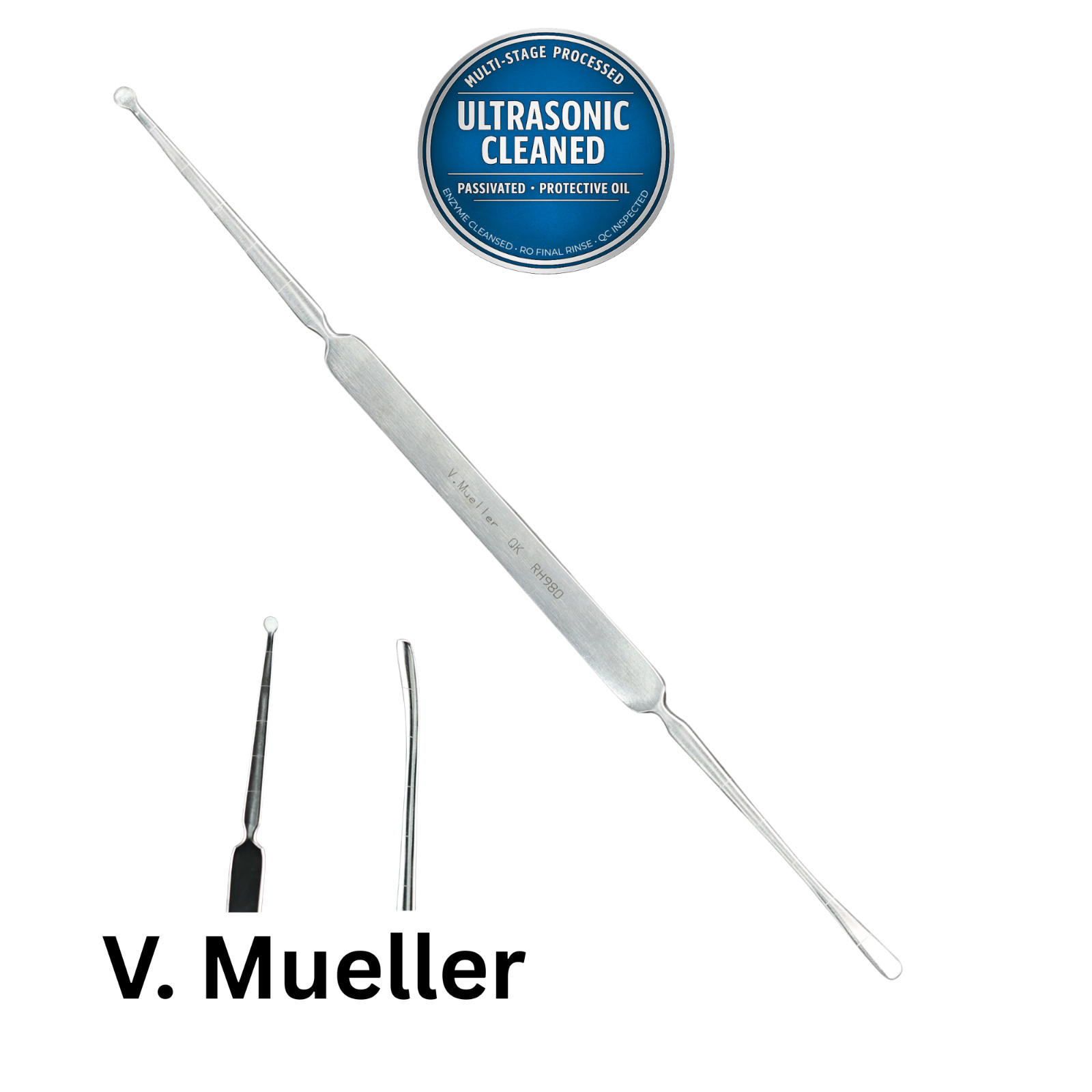 V Mueller RH980 Cottle Elevator / Feeler, DBL Ended, Graduated in cm, 9″