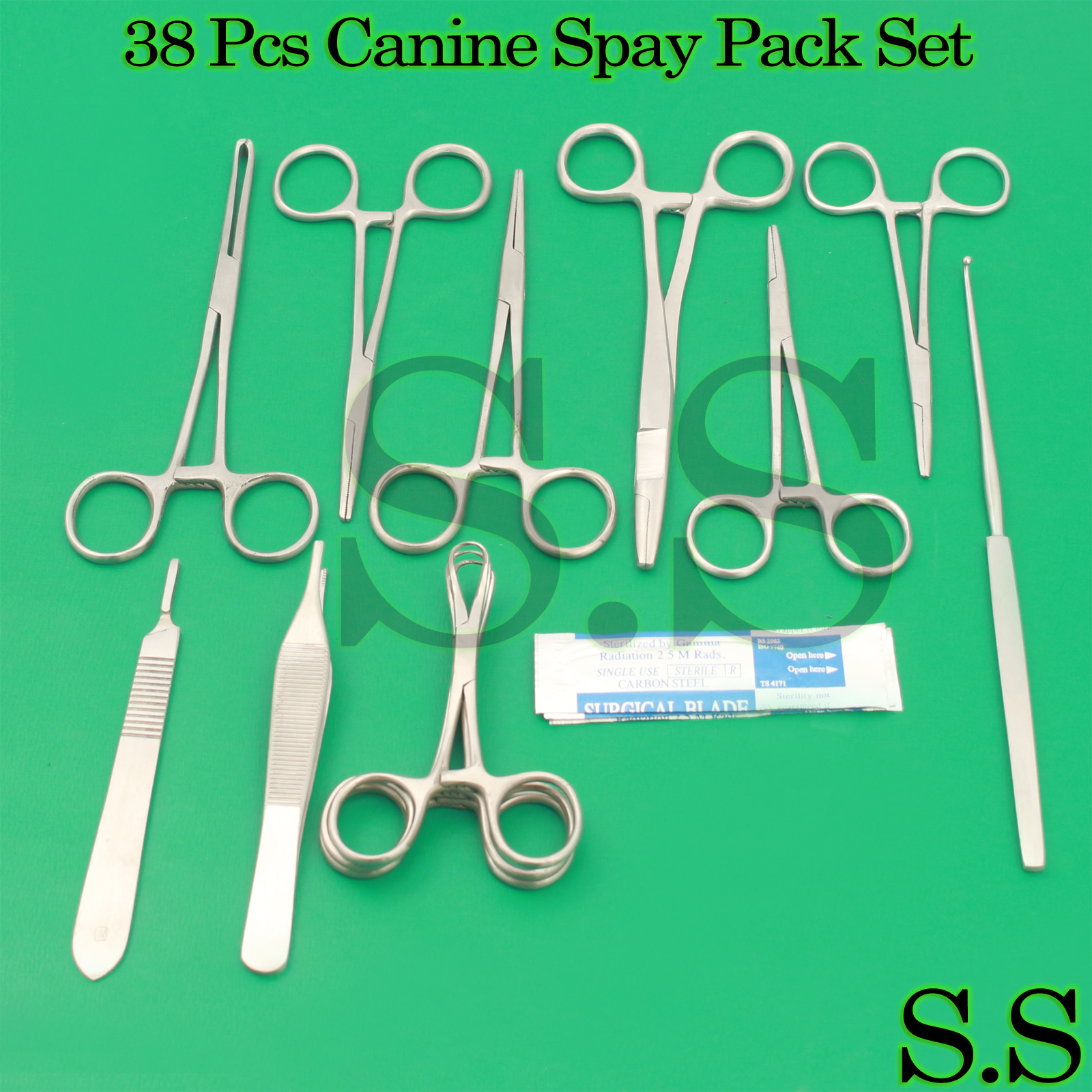 38 PCS CANINE SPAY PACK VETERINARY SURGICAL INSTRUMENTS DS-1099