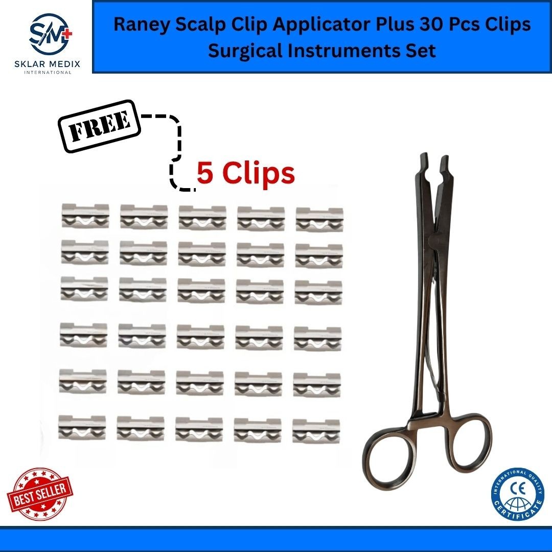 Raney Scalp Clip Applicator Plus Surgical Instruments Orthopedic 30 Pcs Clips