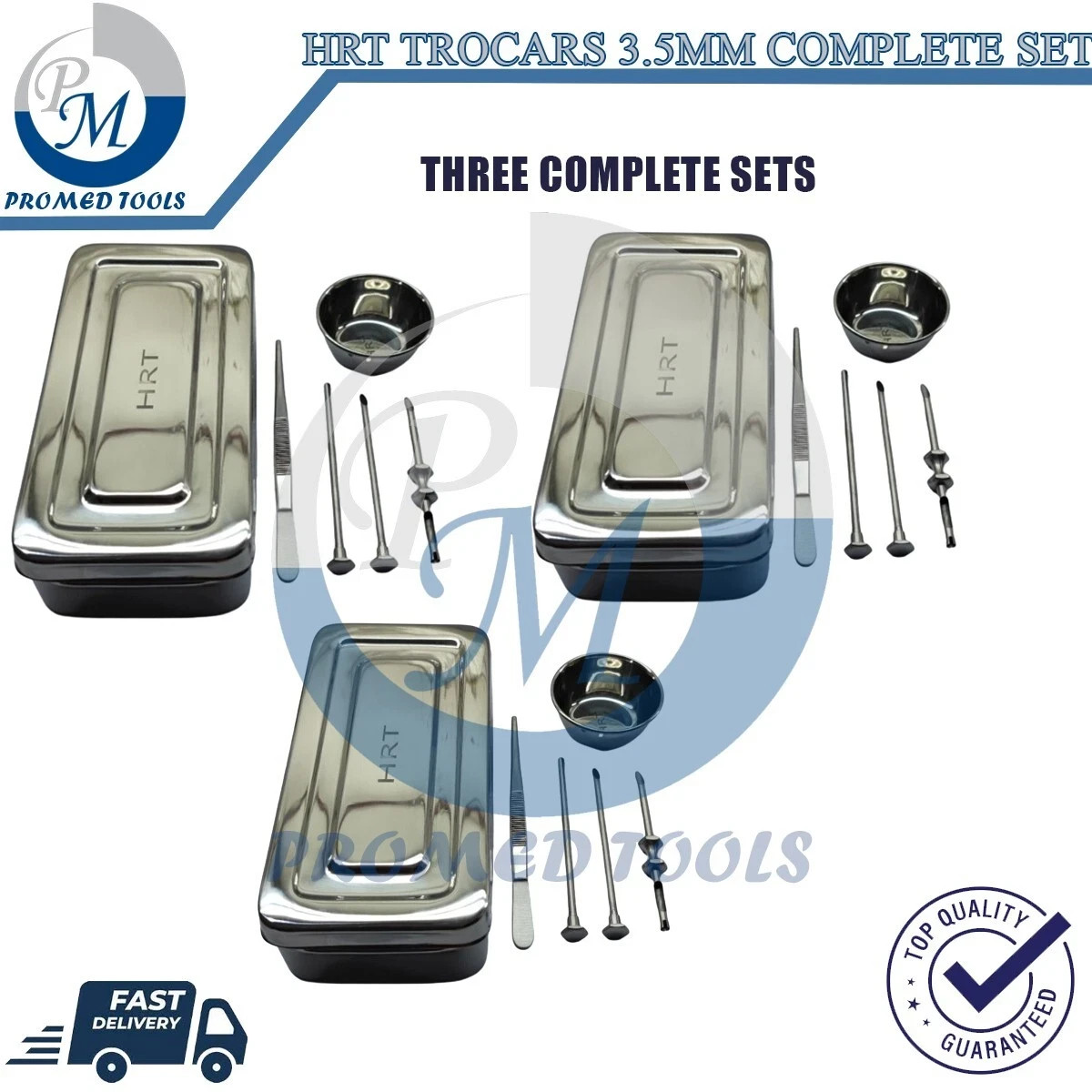 HRT Trocar Set 3.5mm Hormone Replacement Pellet Insertion Kit 3 Complete Sets