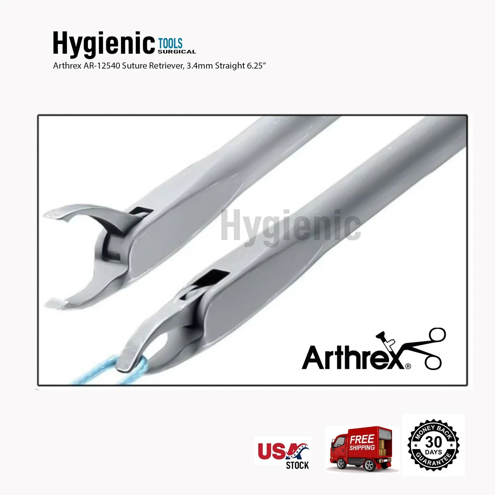 Arthrex AR-12540 Suture Retriever, ø3.4 mm, Straight NEW Open Box 6.25″
