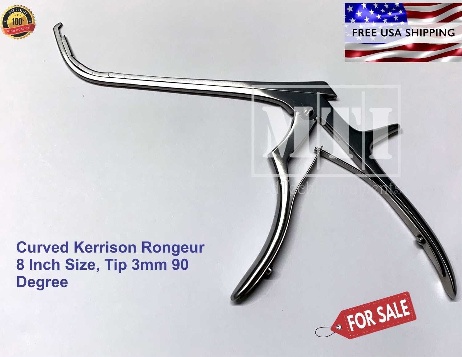Bayonet Kerrison Rongeur Curved 8 Inch, 90° Up 3mm Surgical Instruments