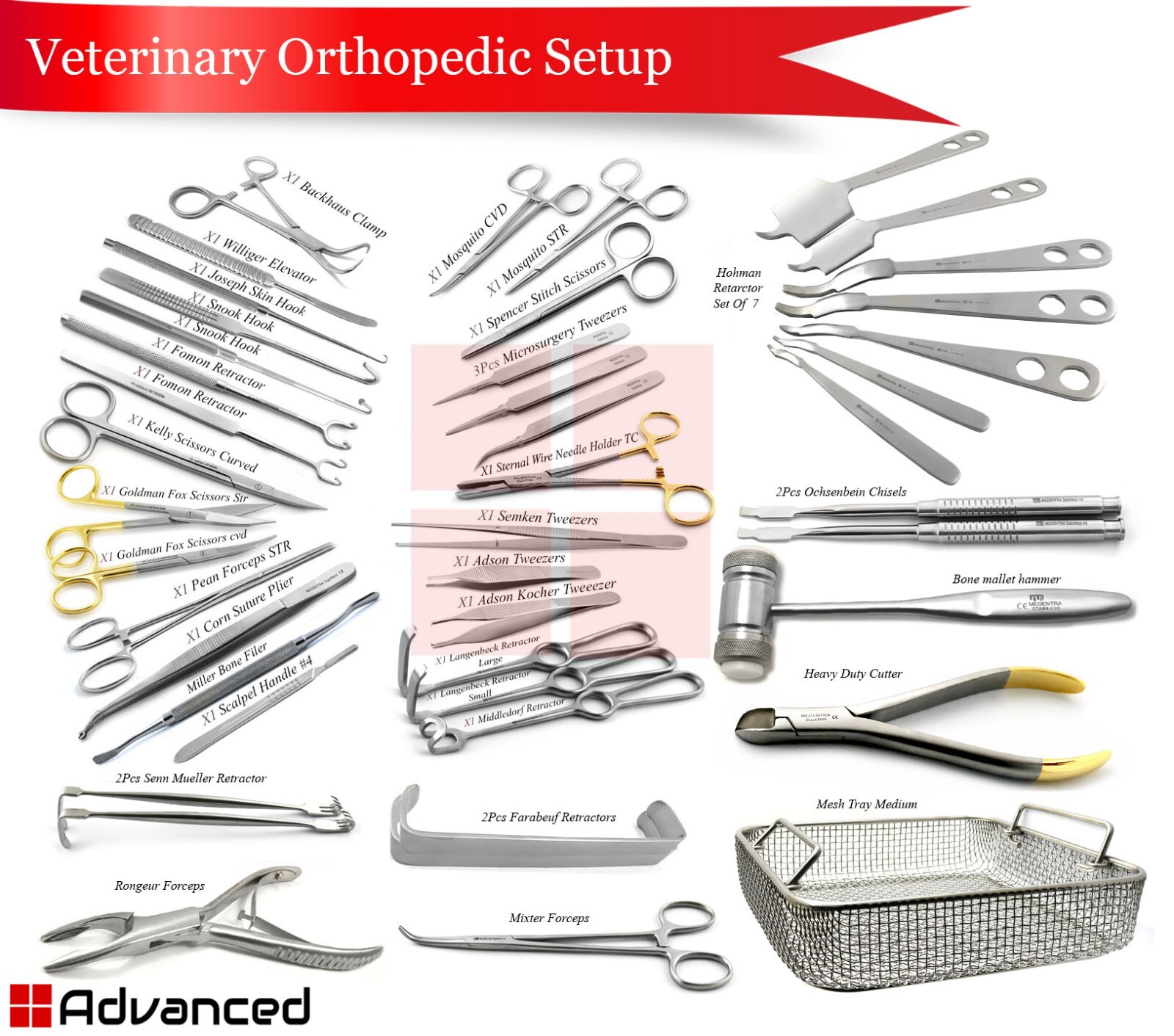 45 Pcs Orthopedic Maxillofacial Surgery Kit Surgical Veterinary Dissection Tools