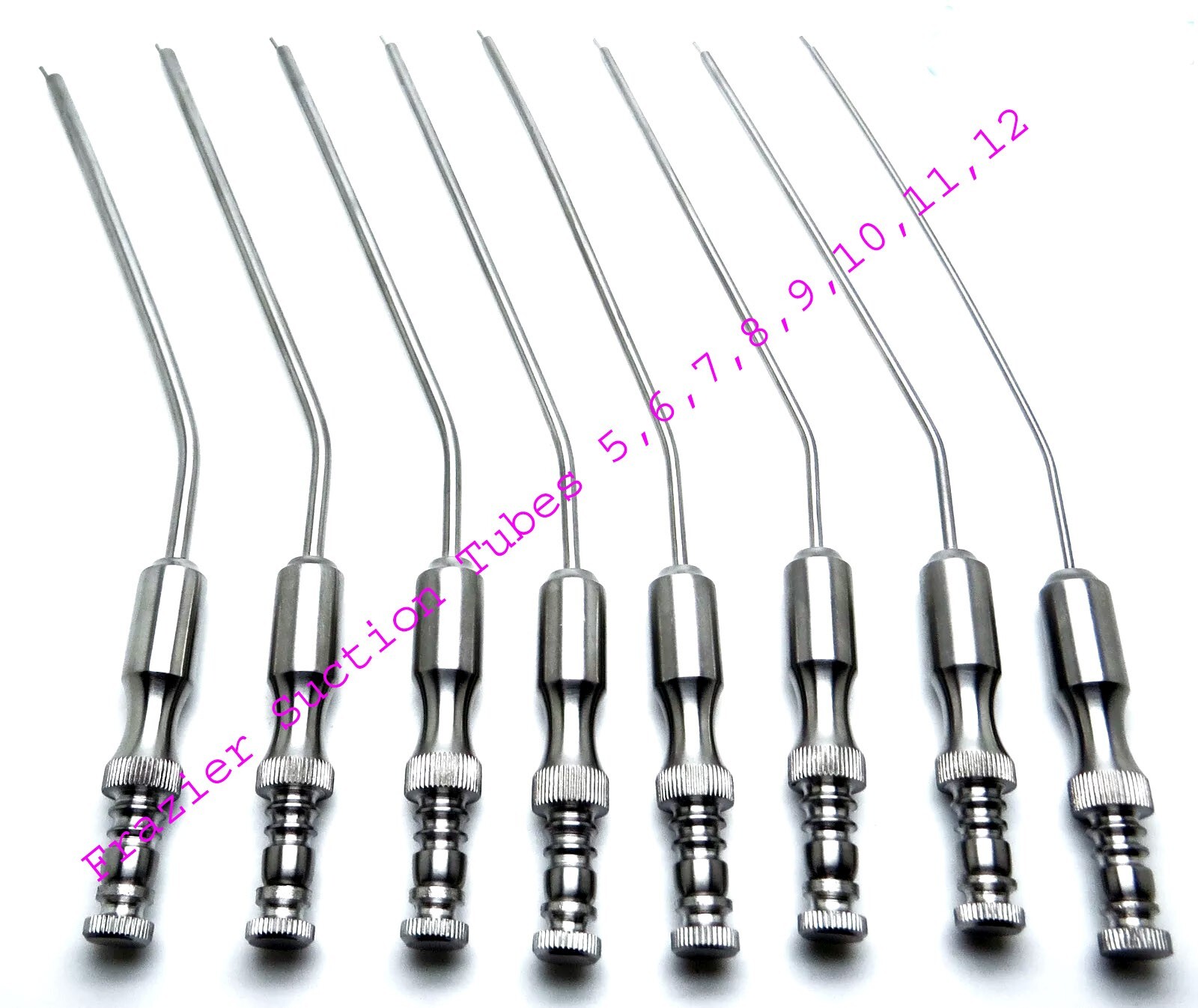 Frazier Suction Tubes 5,6,7,8,9,10,11,12 Set of 8 Surgical Diagnostic Instrument