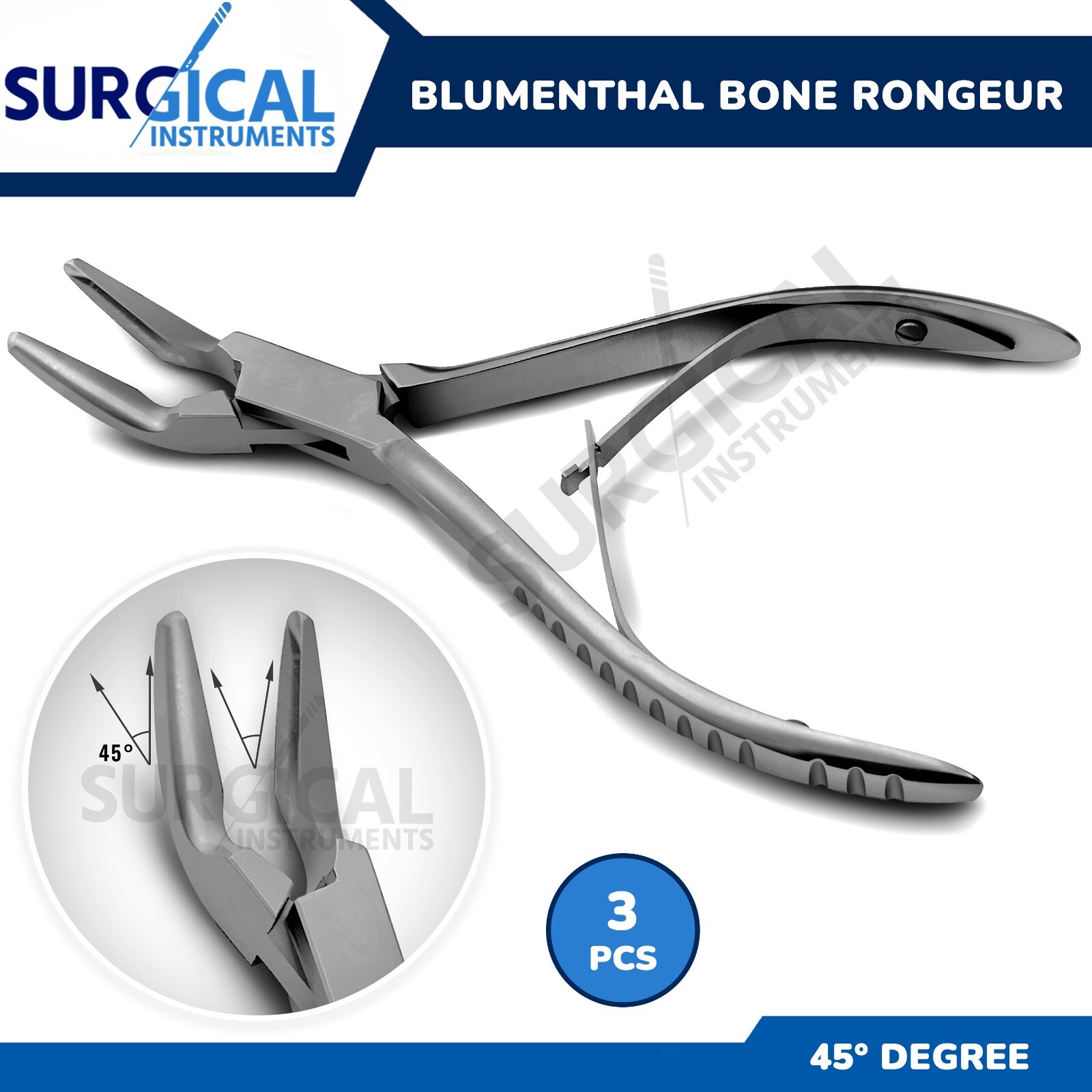 3 Pcs Of Blumenthal Bone Rongeur 45 Degree 5.5″ Dental Instruments German Grade