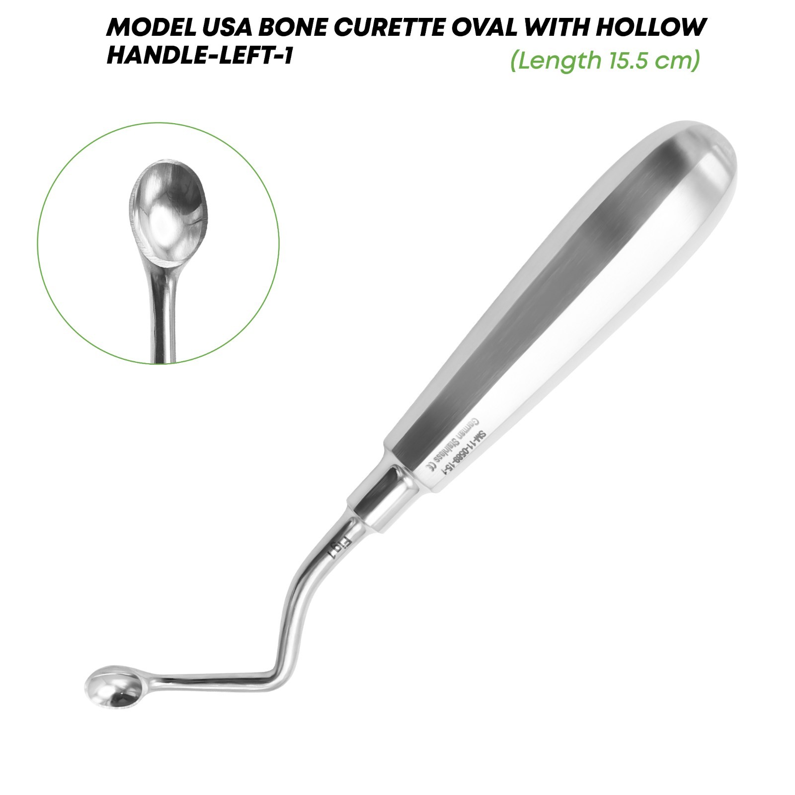 Modell USA Bone Curette Oval With Hollow Handle Left 1 Orthopedic Instruments