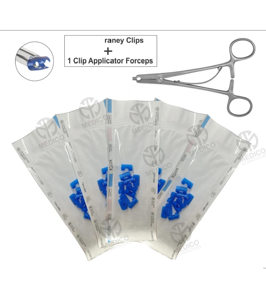200Pcs Raney Clip Color + 1 Clips Applicator Forceps Neuro/orthopedic, Plastic