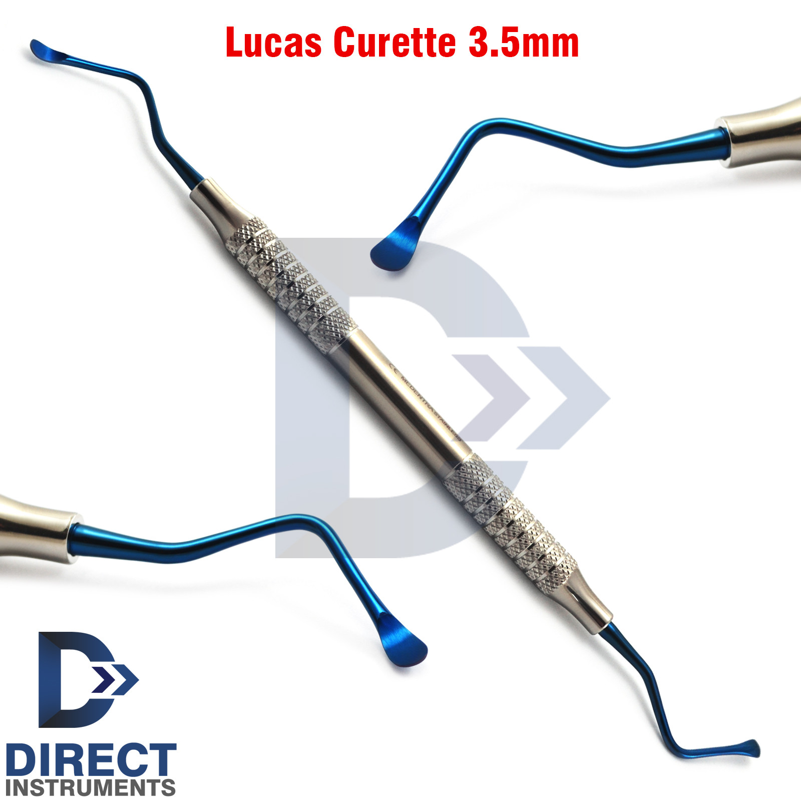 3Pcs Blue Tips Periodontal Bone Curettes Lucas Bone Defects Tissue Cyst Removal