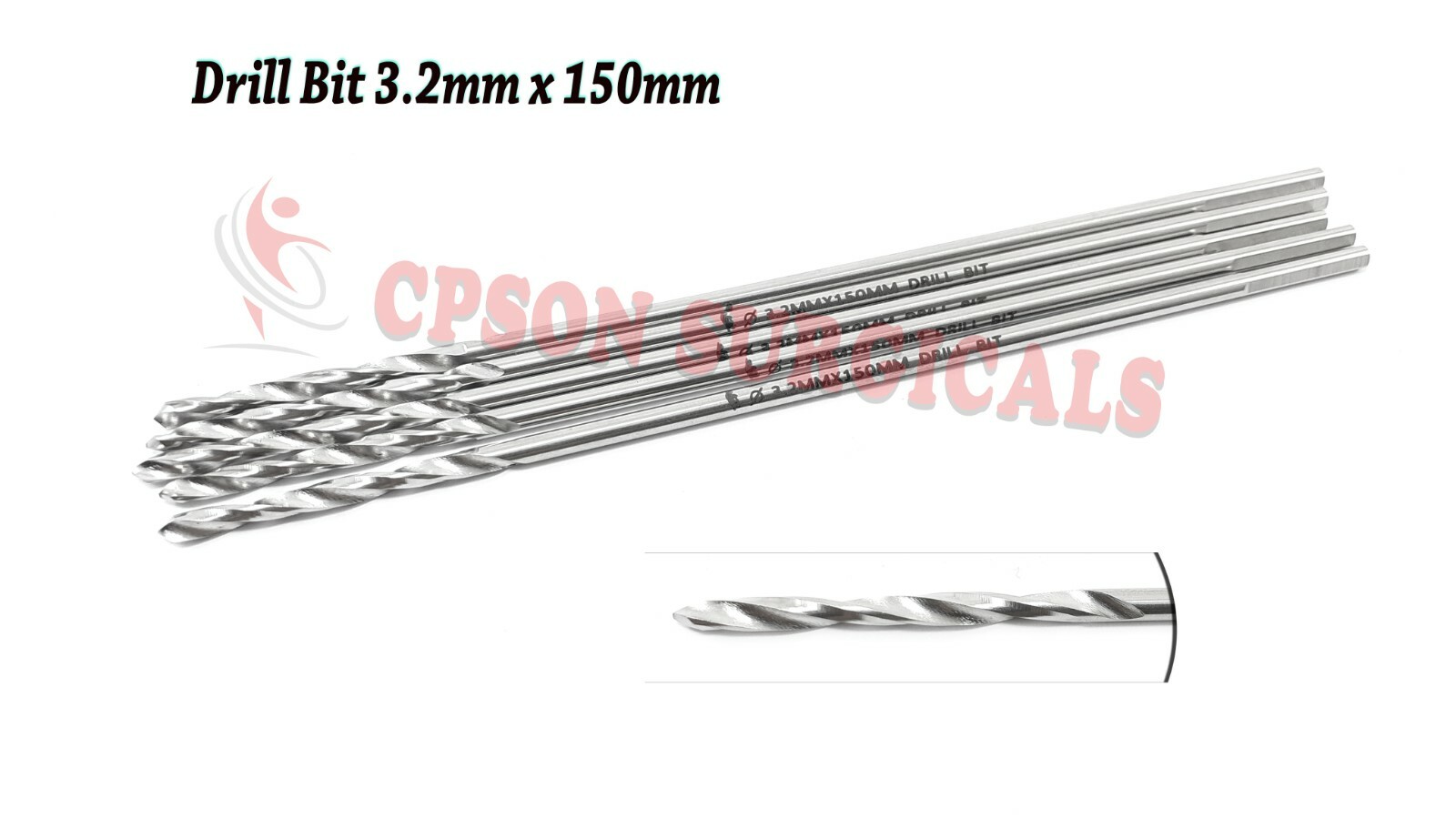 3.2mm Drill Bit Length 150 mm lot of 5 pcs Surgical Instrument SS