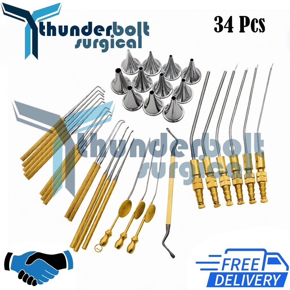 34-Piece Otology Surgical Instrument Set – ENT Ear Surgery Kit
