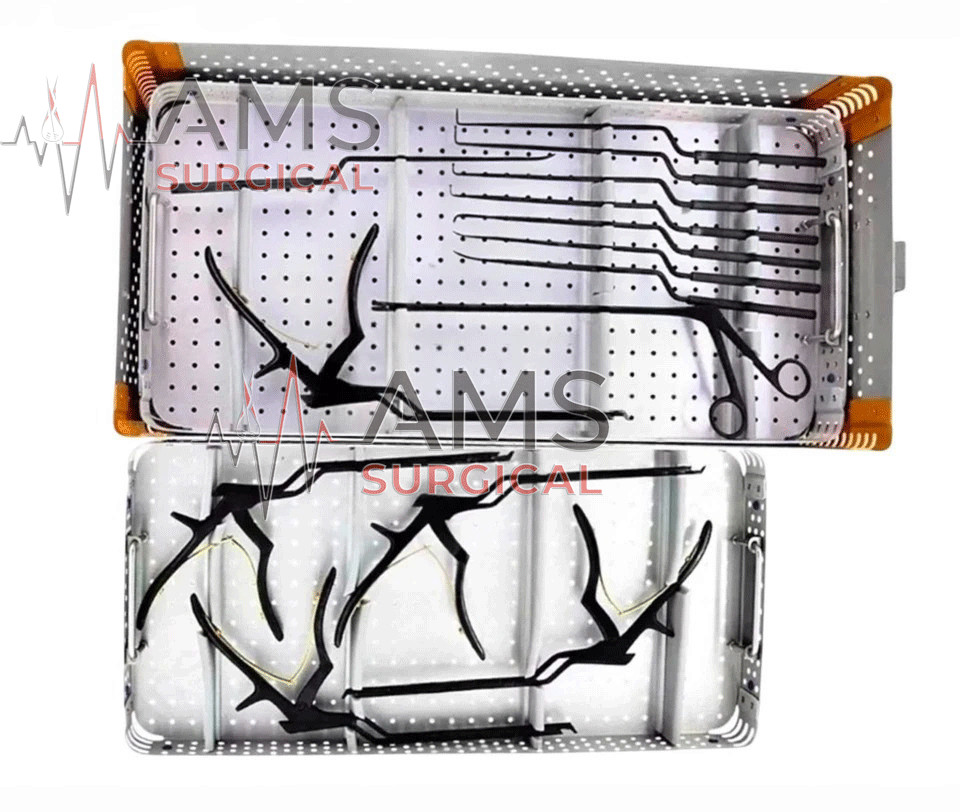 18 Pcs Mis Lumbar Spine Surgery Curettes & Kerrison Rongeur Instrument Set