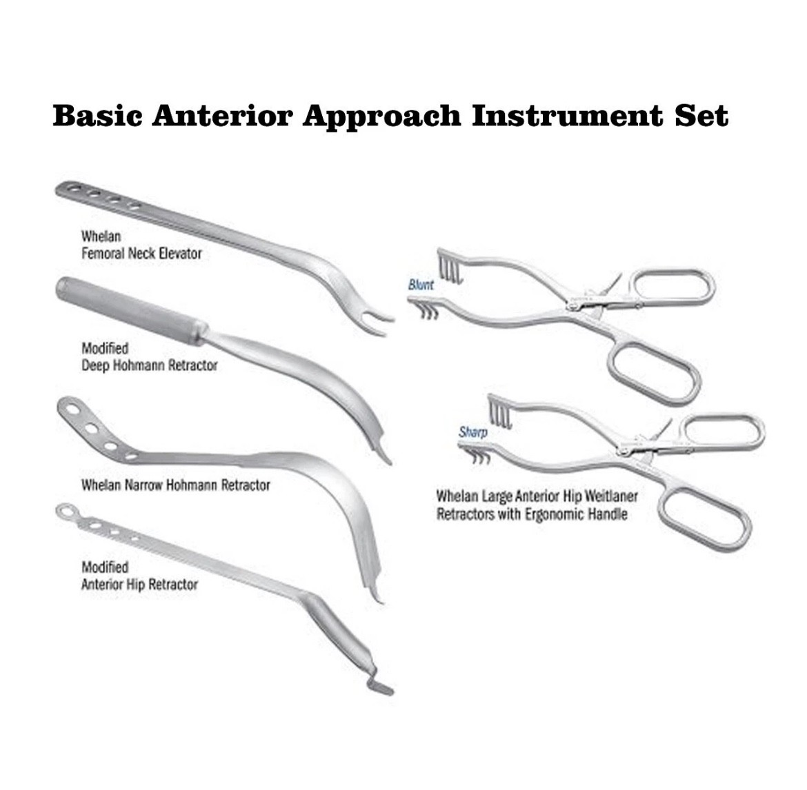 Orthopedic Basic Anterior Approach Instrument Set of 7 pcs
