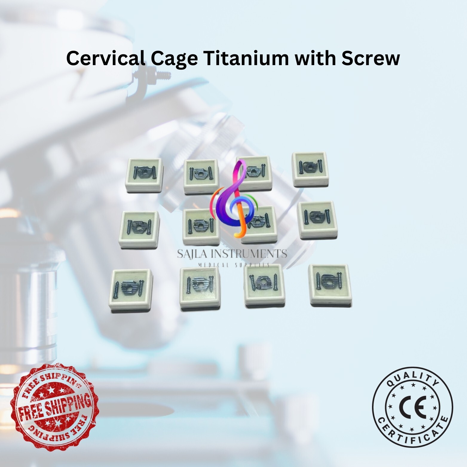 Locking 6mm CERVICAL FUSION SPINE CAGE with 13Pcs SCREWS Titanium grade 5 sajla
