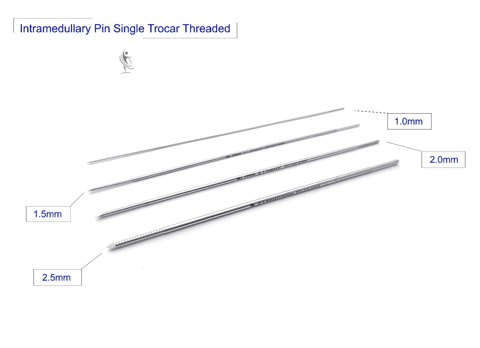 Intramedullary Pins Single Trocar Threaded lot of 50 pcs veterinary