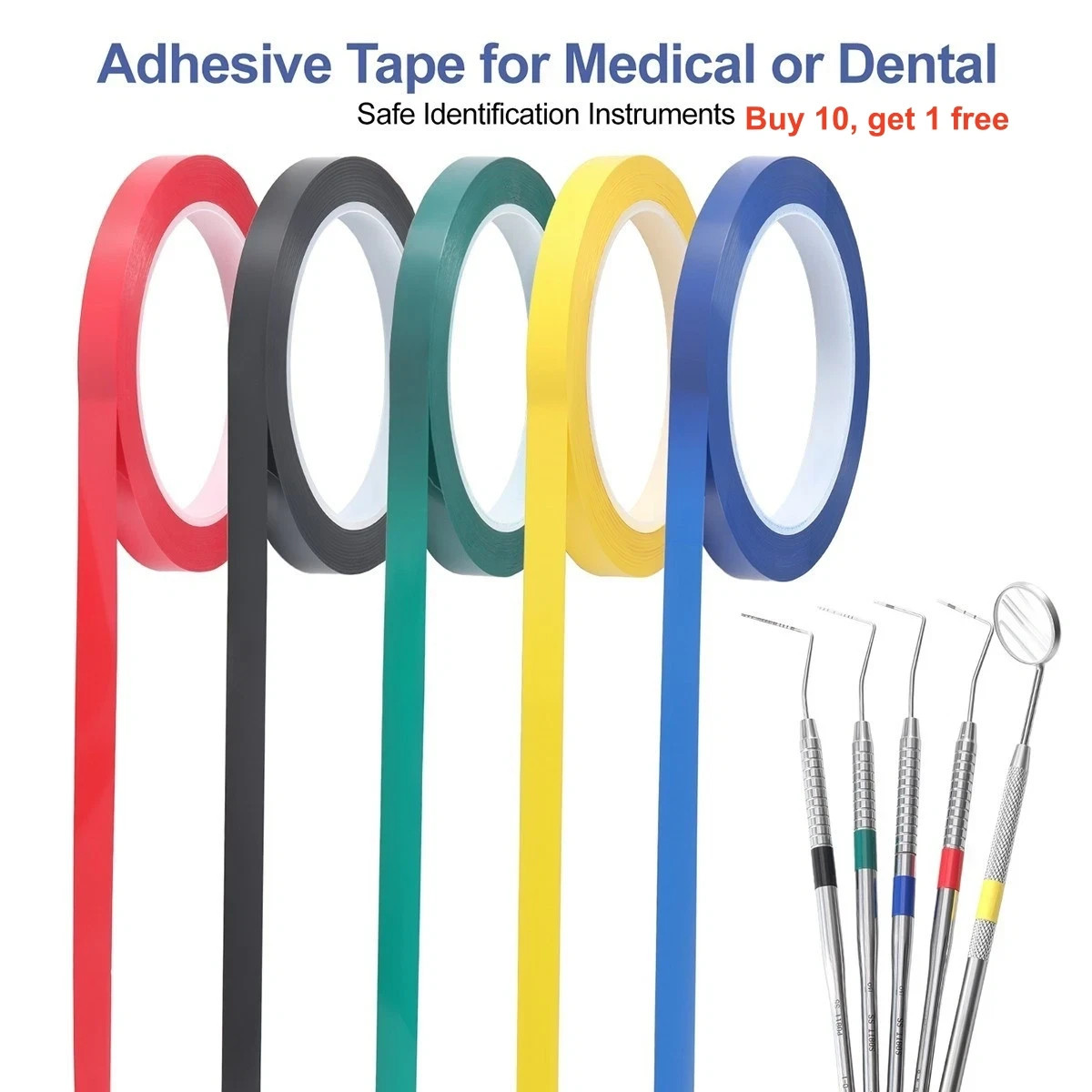 10Rolls Surgical Marking Adhesive Tape Instruments Identification 0.39″x216ft